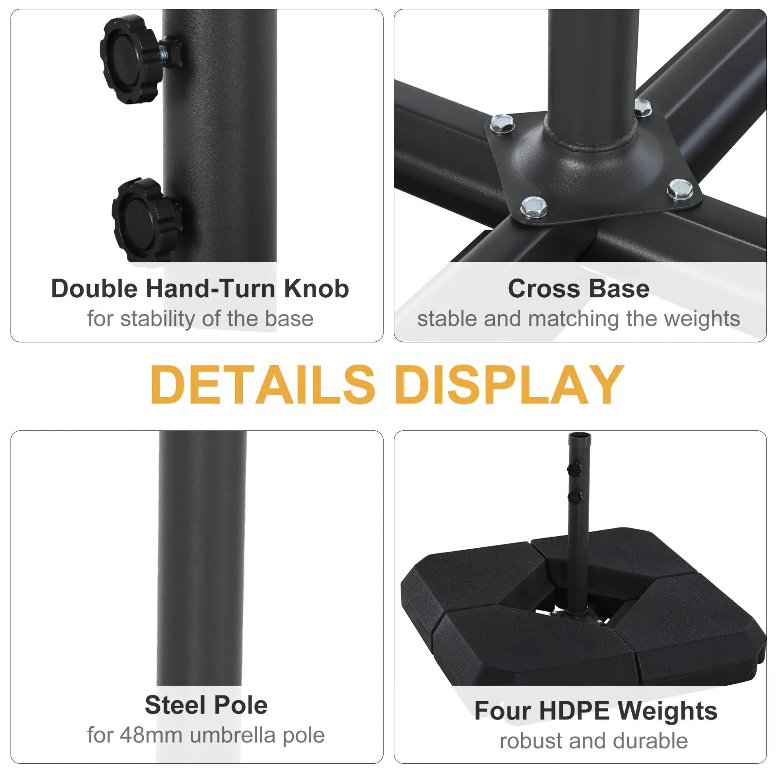 Fillable Parasol Base Weights Outdoor Heavy Duty Garden Umbrella Stand Black - Home and Garden Furniture Shop - rustic - furniture