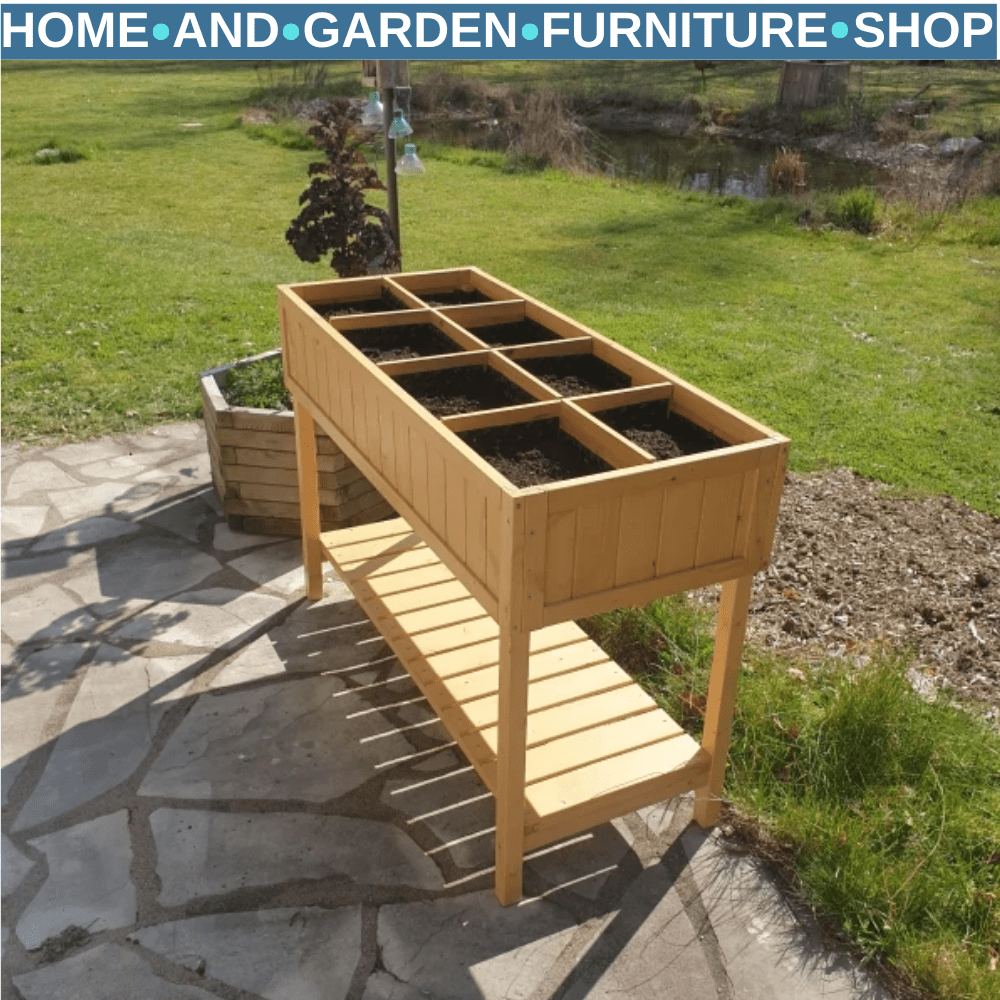 Fir Wood Raised Rectangular 8 Compartment Garden Planter Box or Plant Stand - Home and Garden Furniture Shop - rustic - furniture