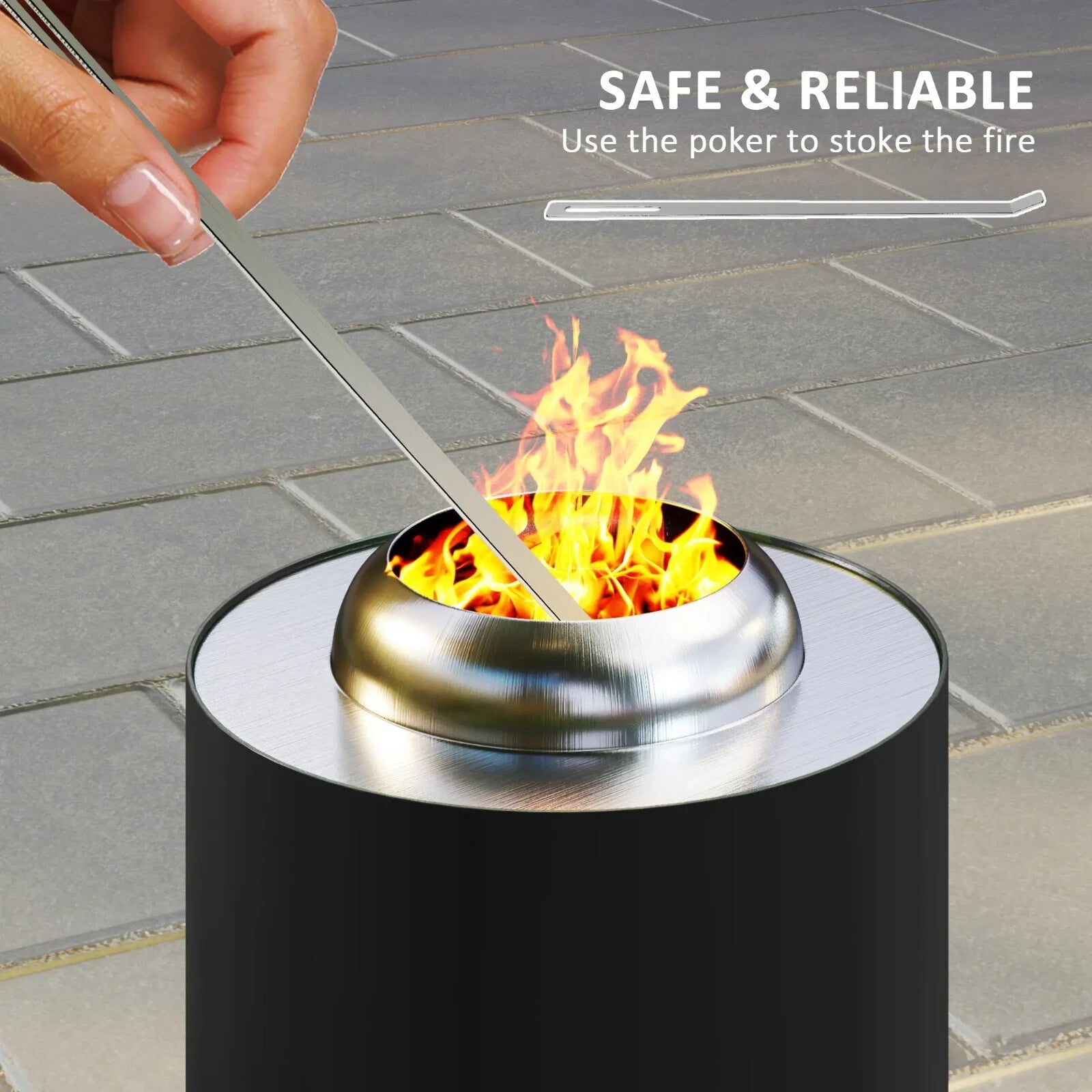 Fire Pit Portable Smokeless Powder Coated Stainless Steel With Poker Black - Home and Garden Furniture Shop - rustic - furniture