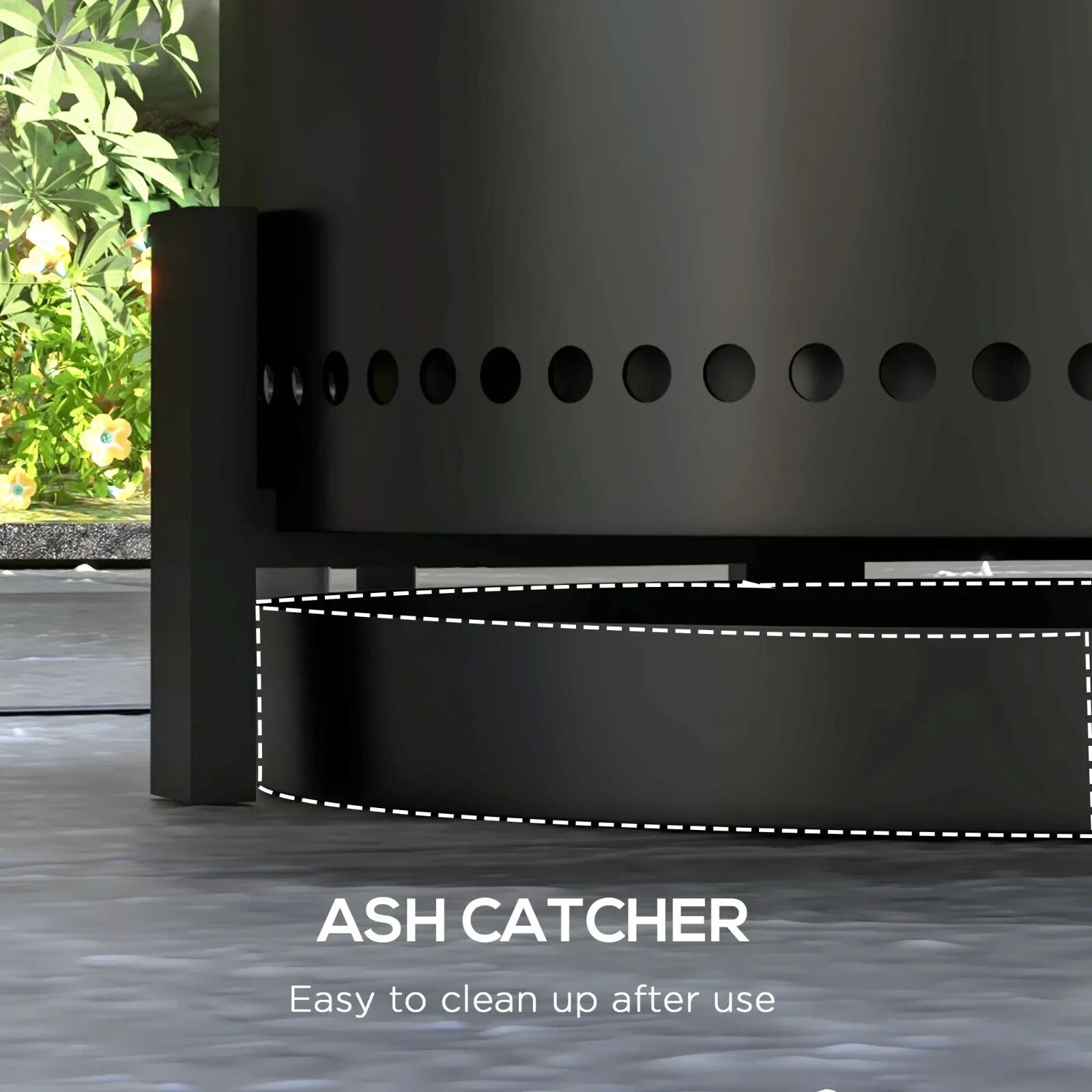 Fire Pit Smokeless Portable Round Metal Frame with Poker & Two Handles Black - Home and Garden Furniture Shop - rustic - furniture