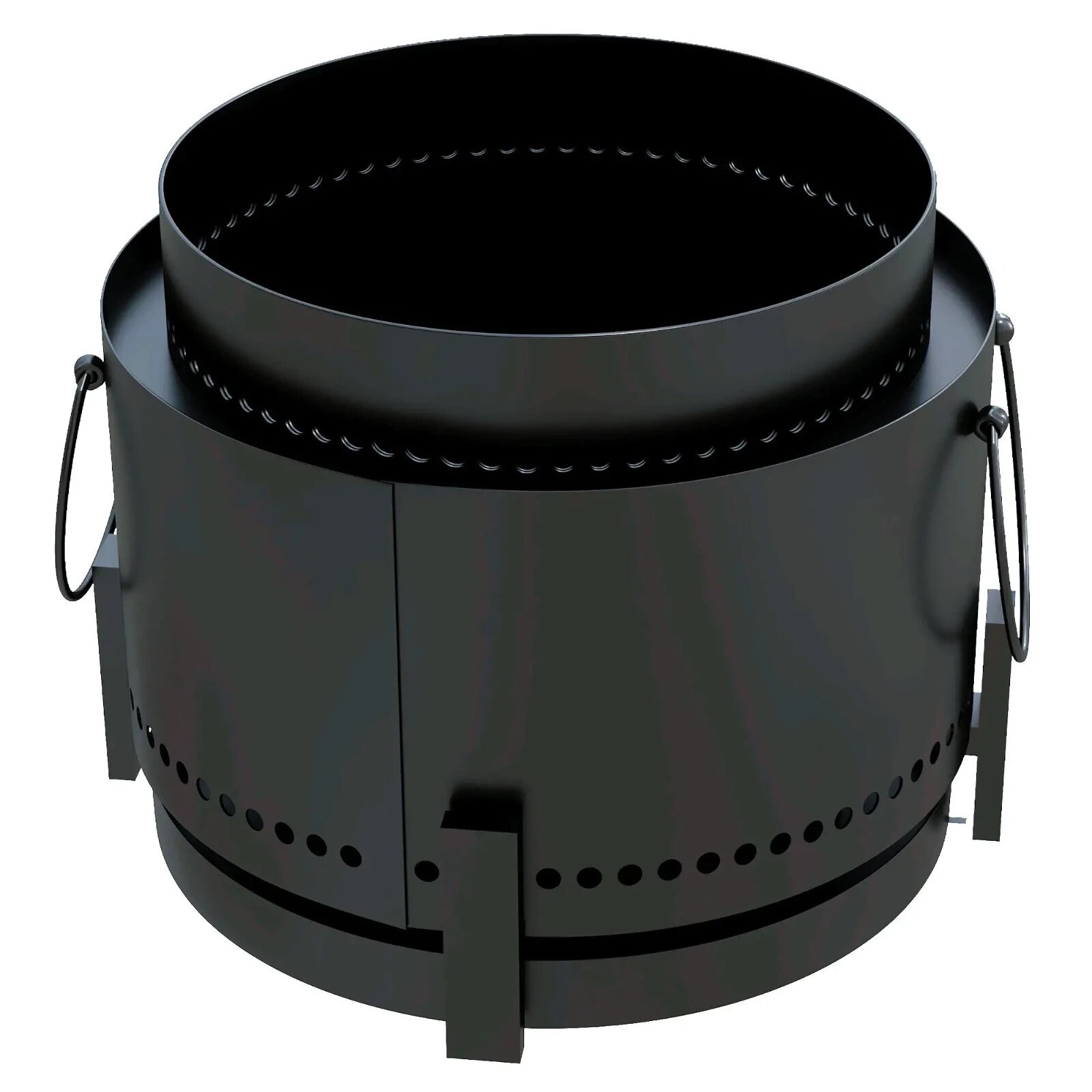 Fire Pit Smokeless Portable Round Metal Frame with Poker & Two Handles Black - Home and Garden Furniture Shop - rustic - furniture