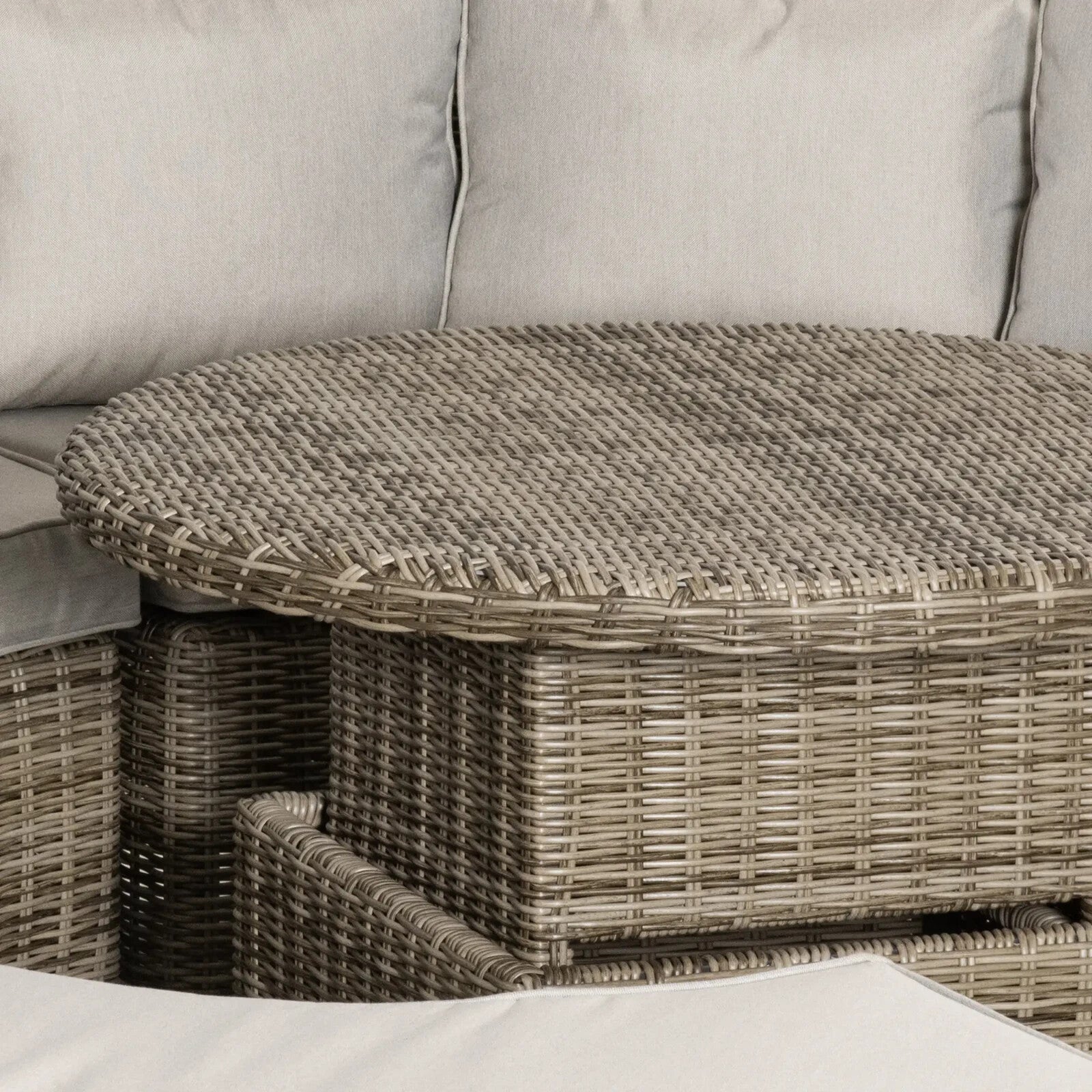 Five Piece Rattan Garden Lounge Set with Round Daybed Table and Cushions Outdoor - Home and Garden Furniture Shop - rustic - furniture