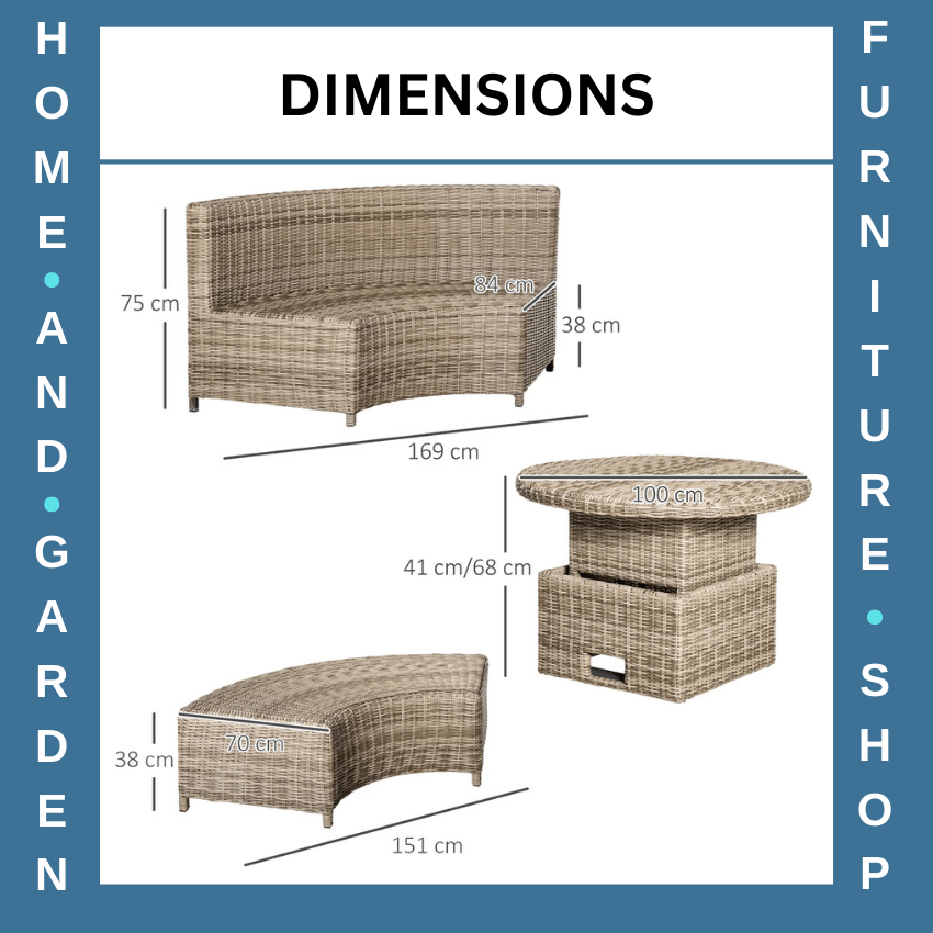 Five Piece Rattan Garden Lounge Set with Round Daybed Table and Cushions Outdoor - Home and Garden Furniture Shop - rustic - furniture