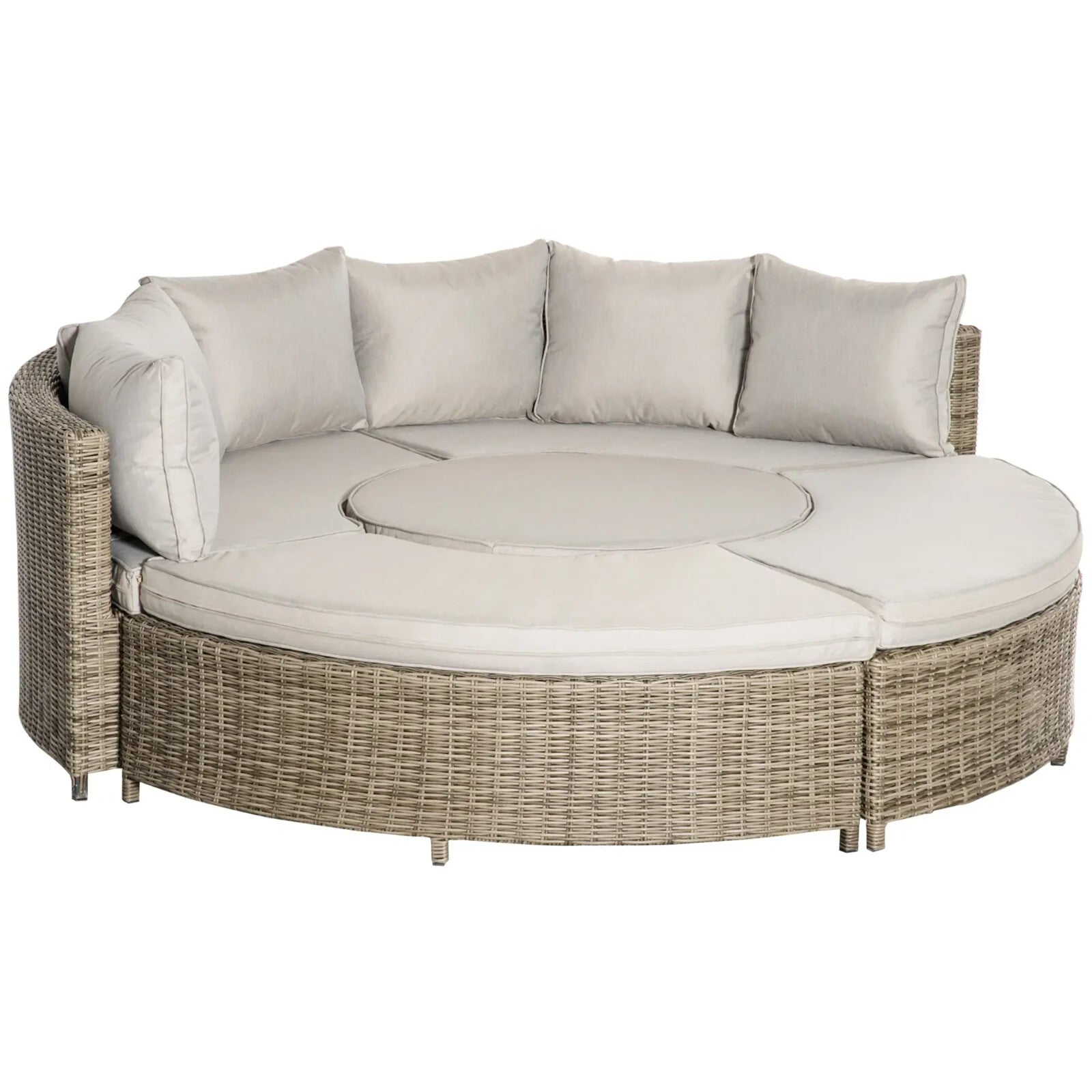 Five Piece Rattan Garden Lounge Set with Round Daybed Table and Cushions Outdoor - Home and Garden Furniture Shop - rustic - furniture