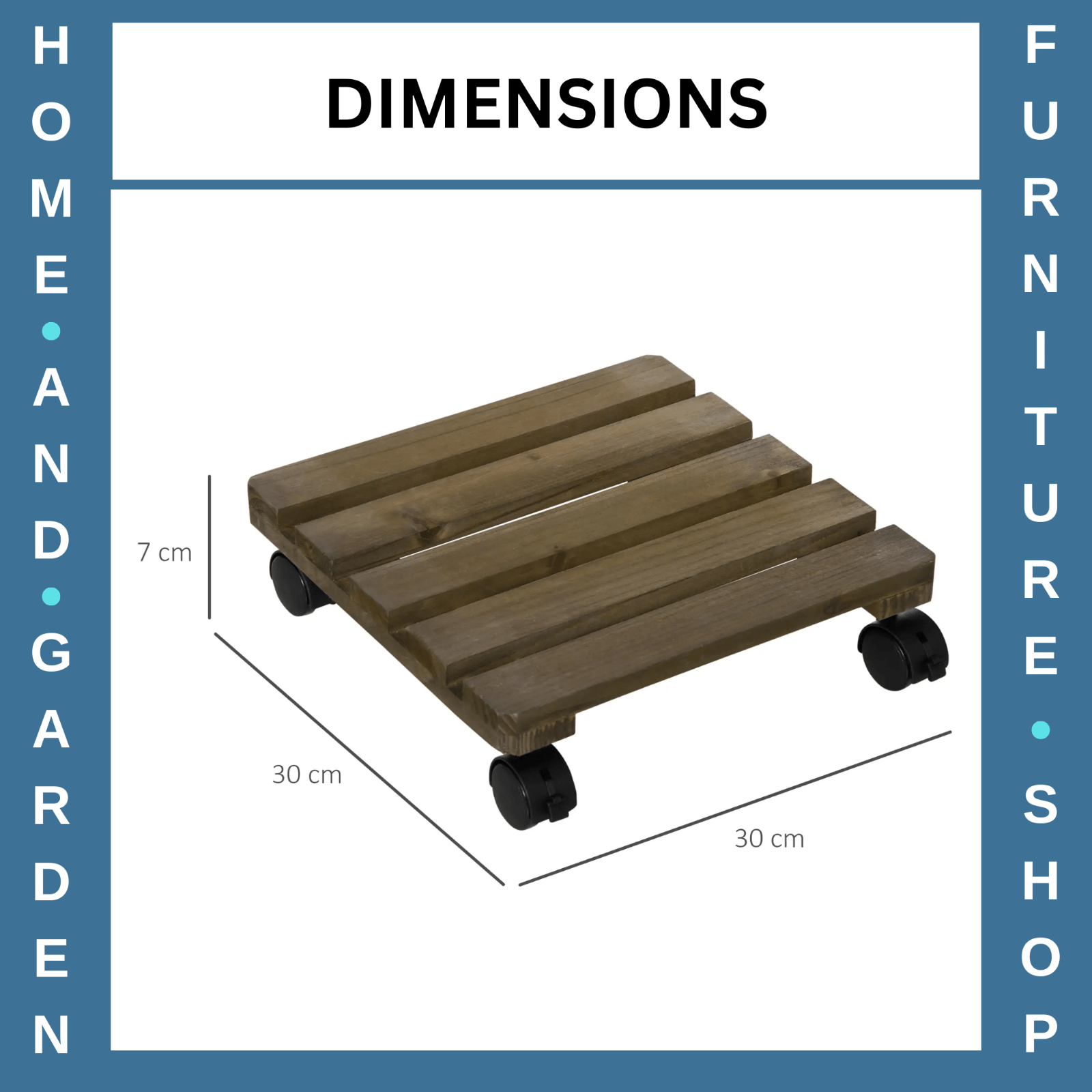 Flowerpot Holder Set of 2 Square Display Stand with Four Wheels Dark Brown - Home and Garden Furniture Shop - rustic - furniture