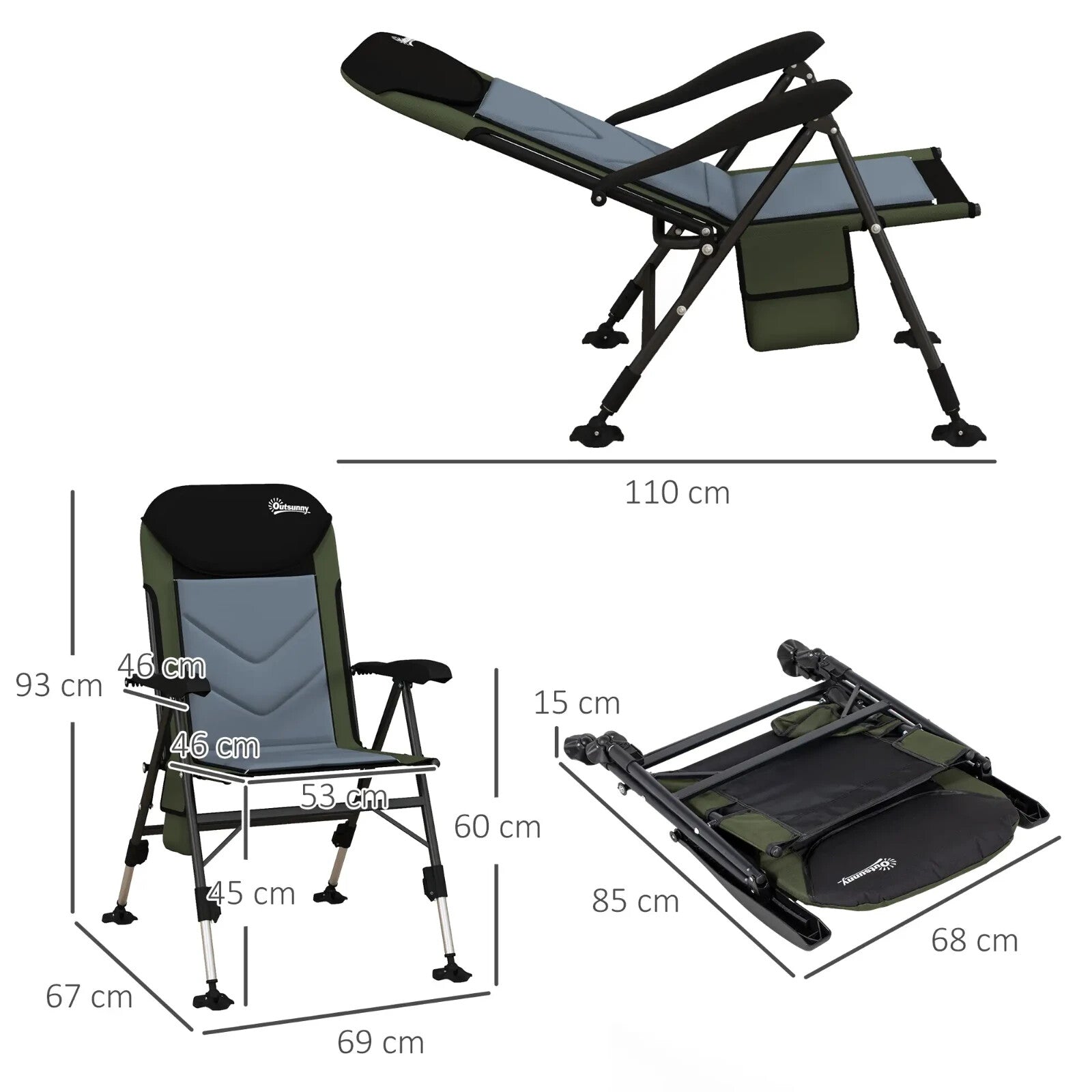 Foldable Fishing Chair with Adjustable Legs and Metal Frame for Outdoor Use - Home and Garden Furniture Shop - rustic - furniture
