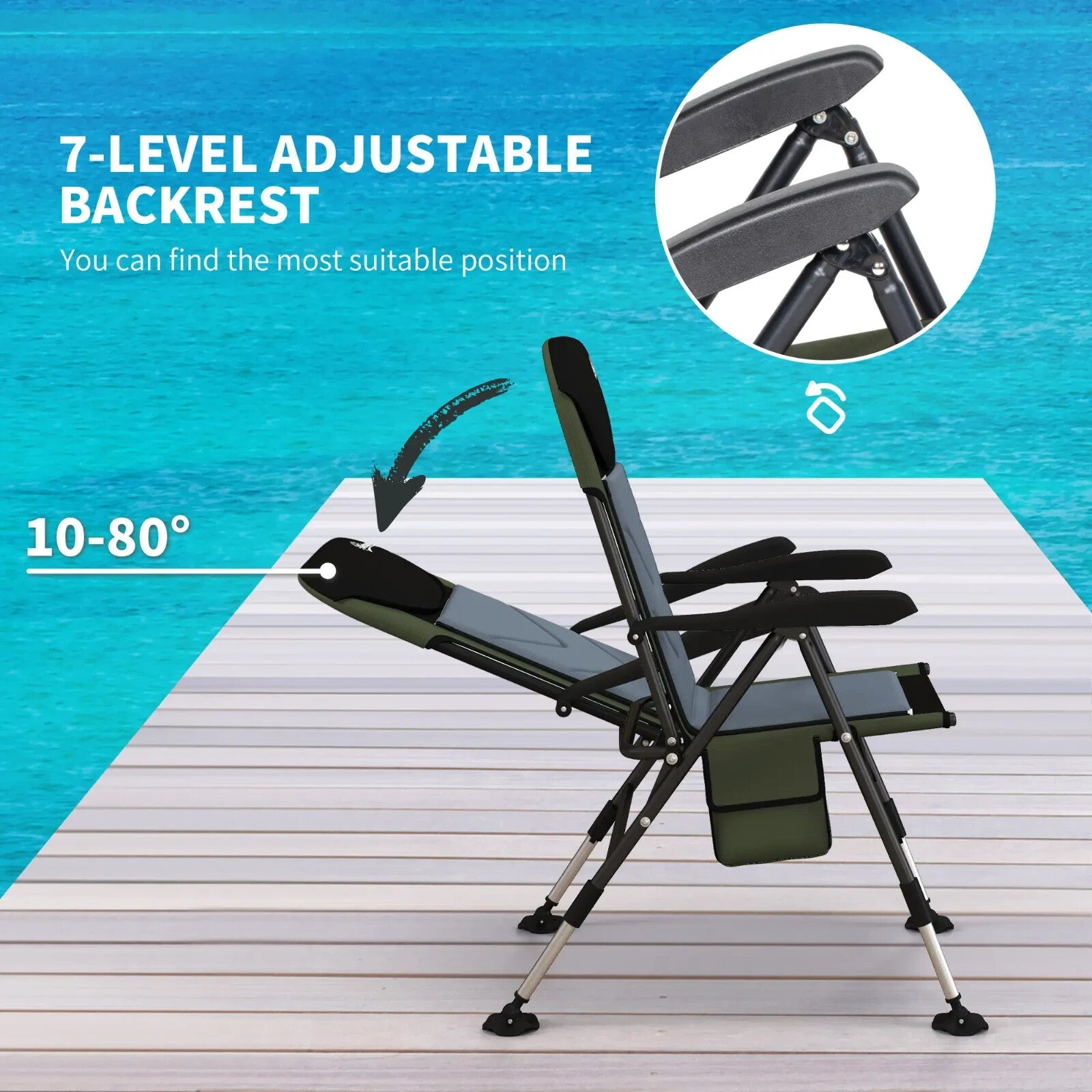 Foldable Fishing Chair with Adjustable Legs and Metal Frame for Outdoor Use - Home and Garden Furniture Shop - rustic - furniture