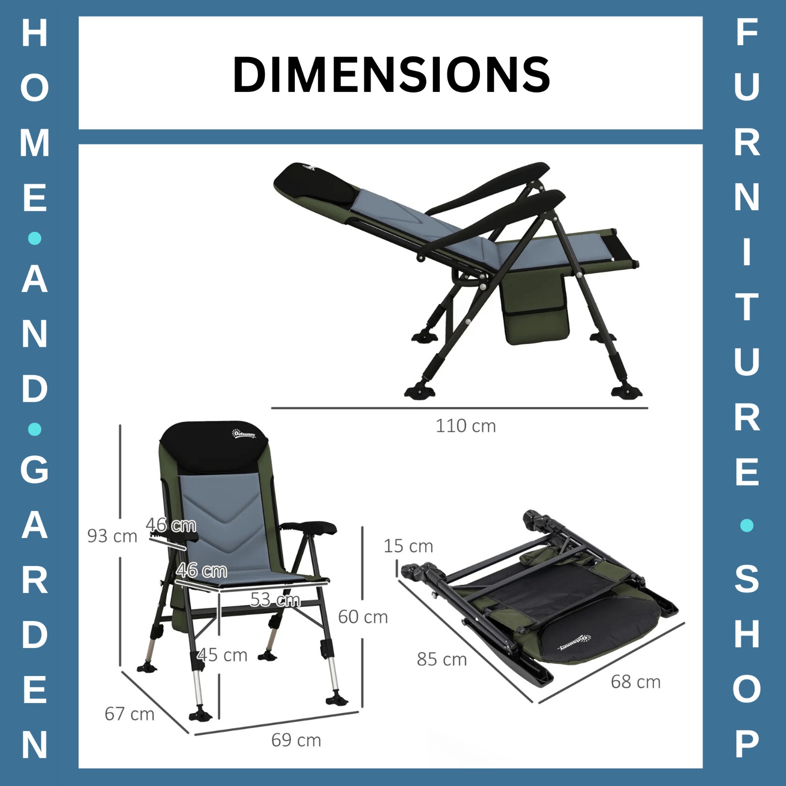 Foldable Fishing Chair with Adjustable Legs and Metal Frame for Outdoor Use - Home and Garden Furniture Shop - rustic - furniture