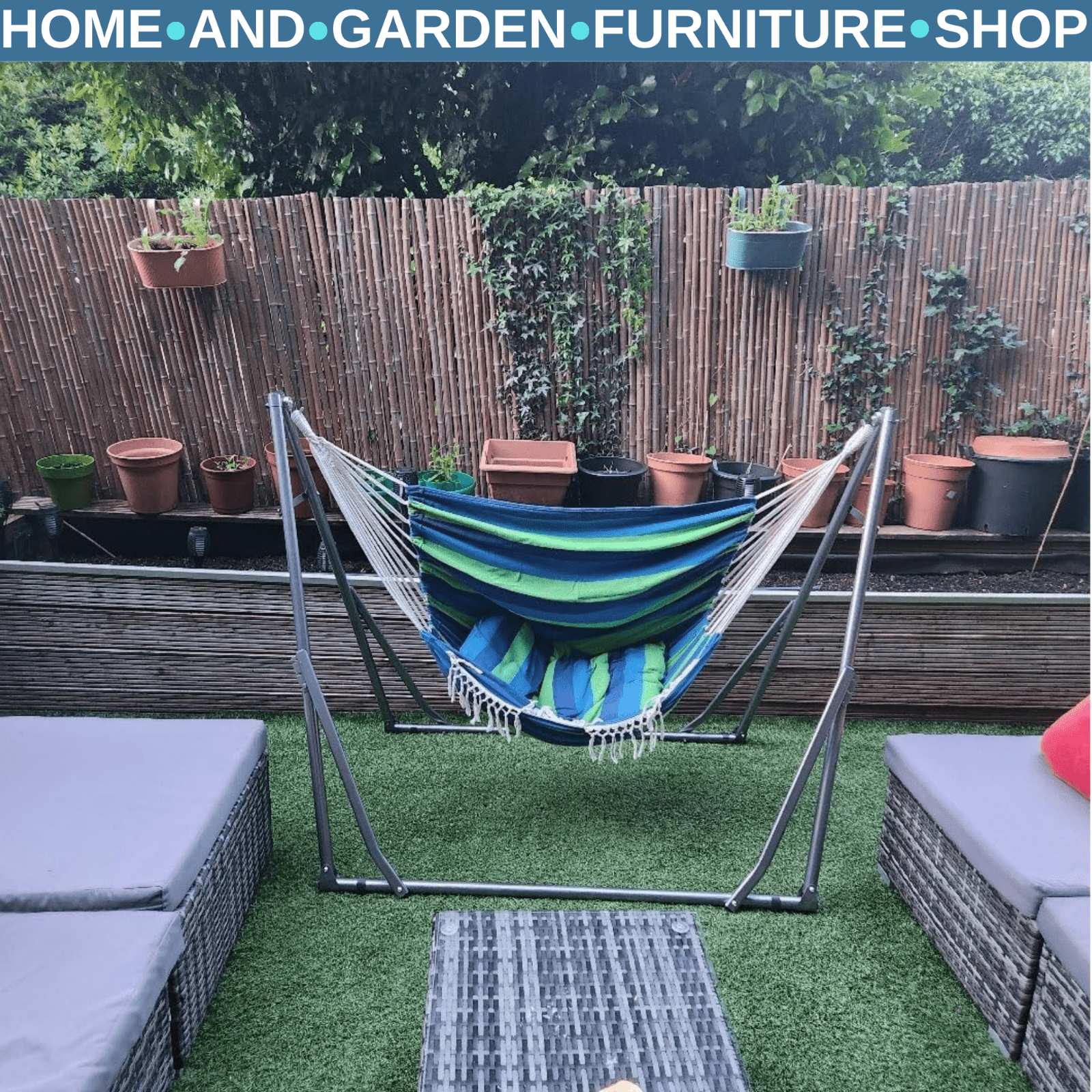 Foldable Hammock & Stand 2 - in - 1 Clothes Dryer Portable Metal Frame Outdoor Use - Home and Garden Furniture Shop - rustic - furniture