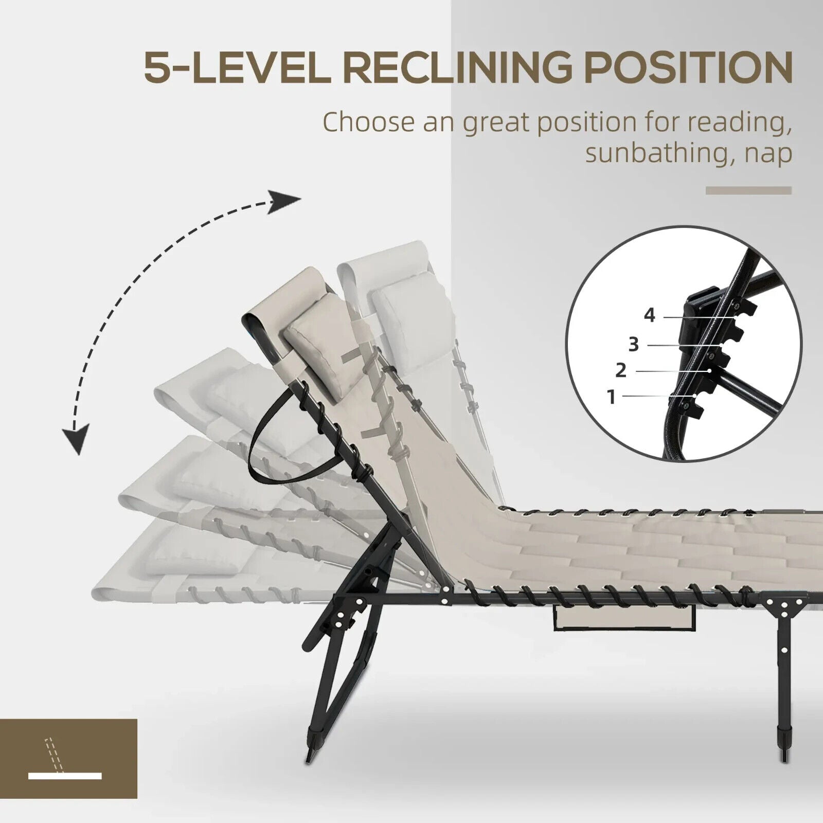 Foldable Outdoor Sun Lounger Chair with Headrest Side Pocket Seat for Garden - Home and Garden Furniture Shop - #rustic - furniture#