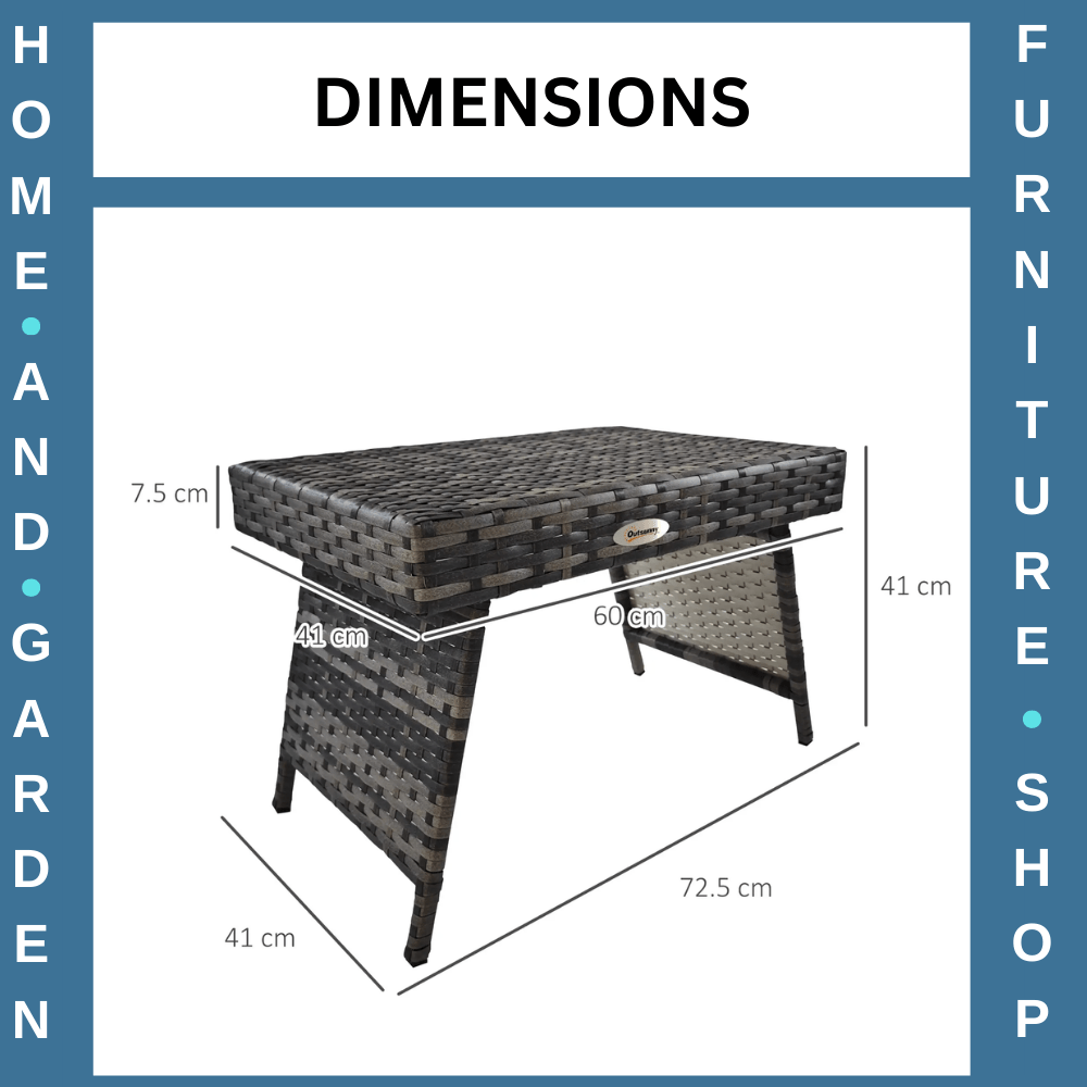 Foldable Rattan Coffee Table Steel Frame Outdoor Side Table for Garden or Patio - Home and Garden Furniture Shop - rustic - furniture