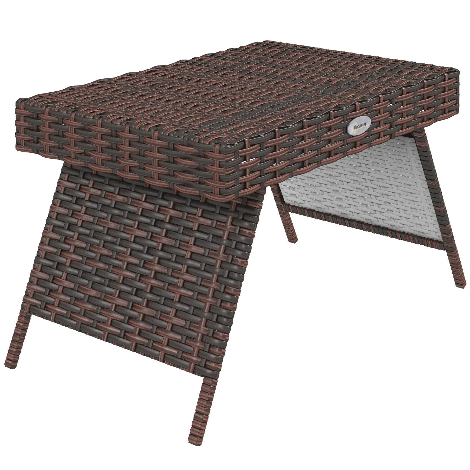 Foldable Rattan Outdoor Garden Coffee Table 60x41x41 cm with Steel Frame Brown - Home and Garden Furniture Shop - rustic - furniture