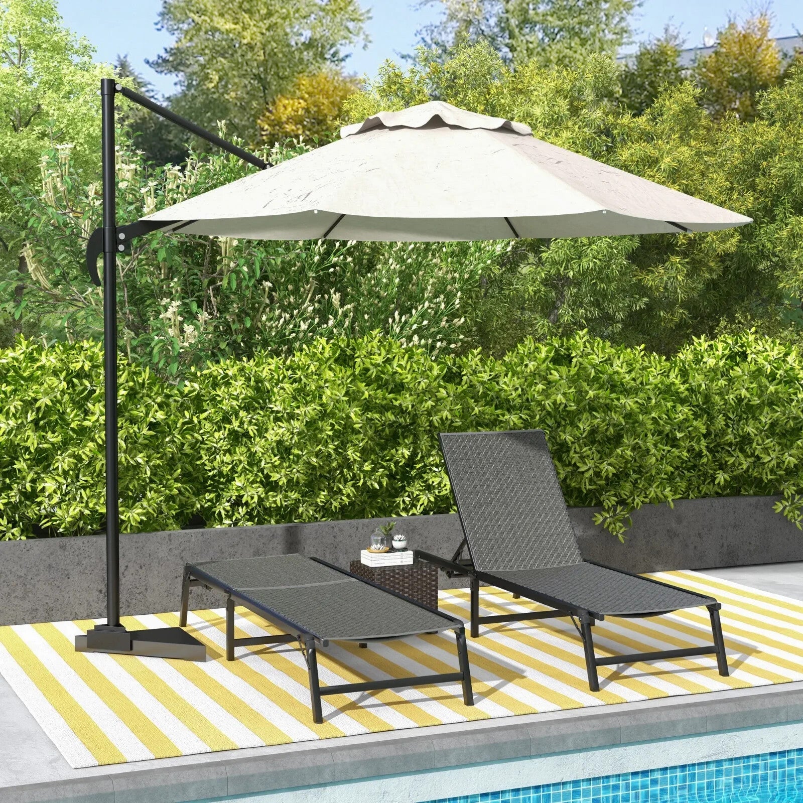 Foldable Rattan Sun Lounger Set of 2 Adjustable Outdoor Wicker Recliner Chairs - Home and Garden Furniture Shop - rustic - furniture