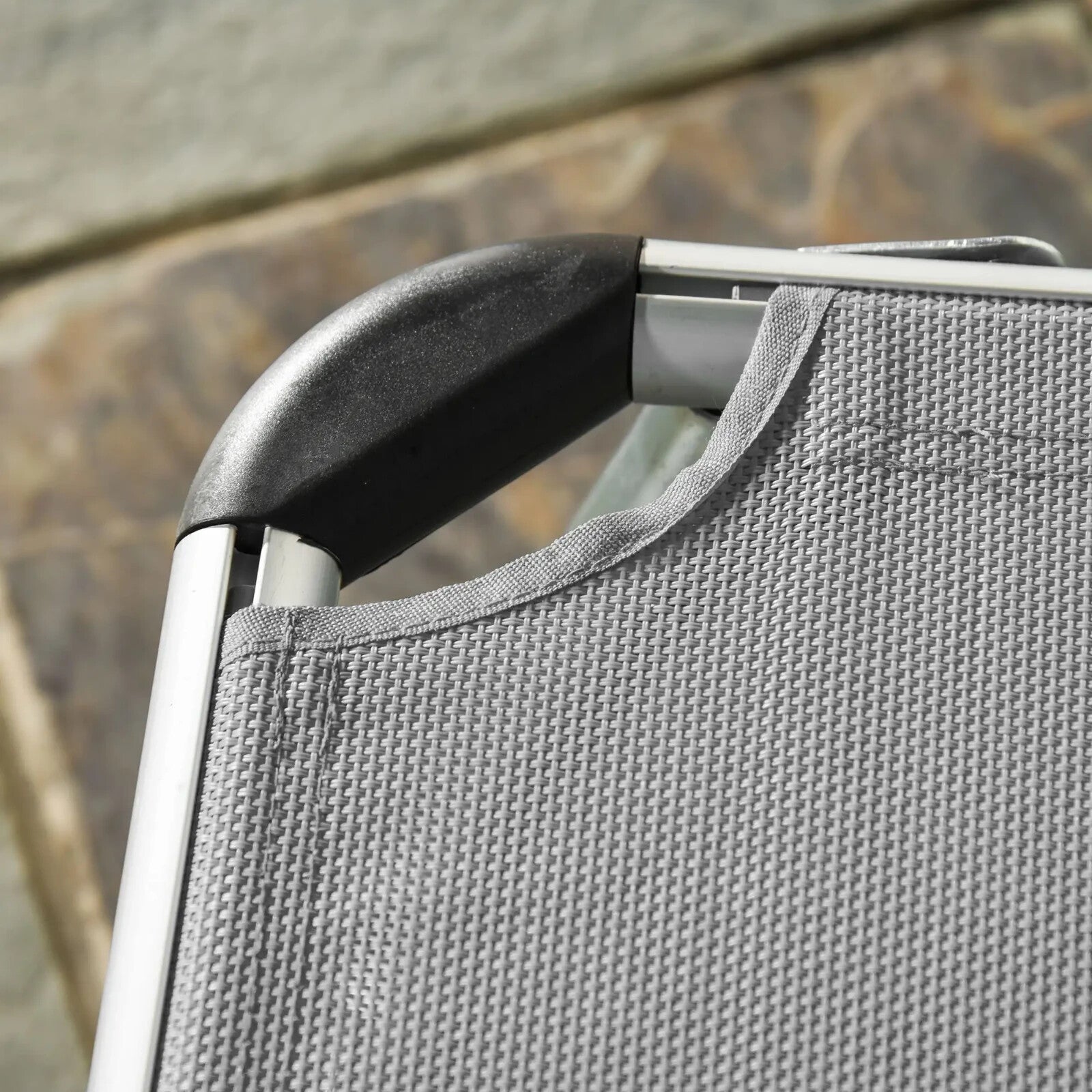 Foldable Reclining Sun Lounger Chair Camping Bed with Pillow 4 Level Aluminium - Home and Garden Furniture Shop - rustic - furniture