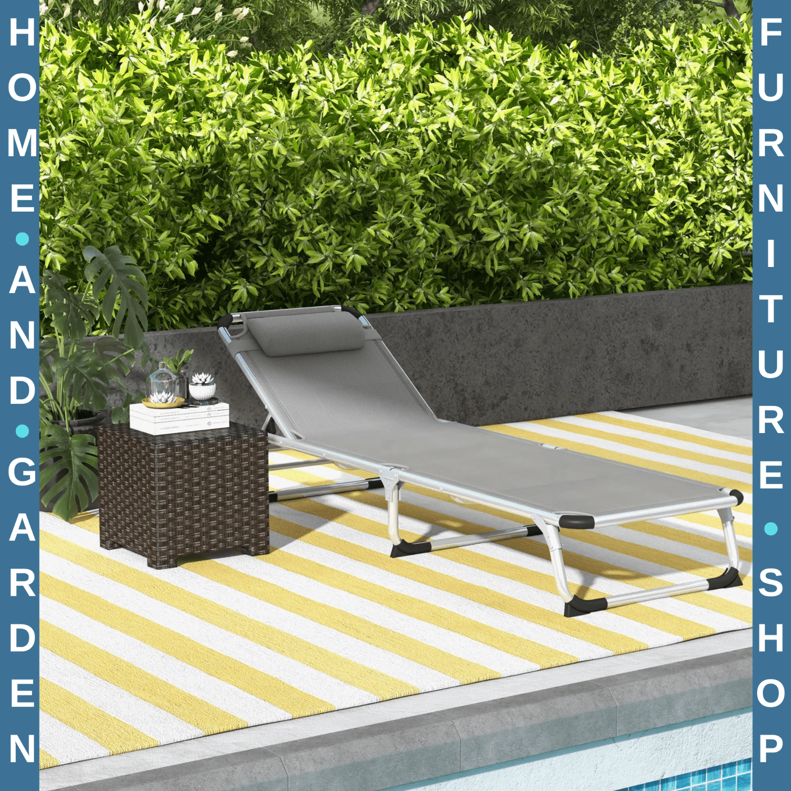 Foldable Reclining Sun Lounger Chair Camping Bed with Pillow 4 Level Aluminium - Home and Garden Furniture Shop - rustic - furniture