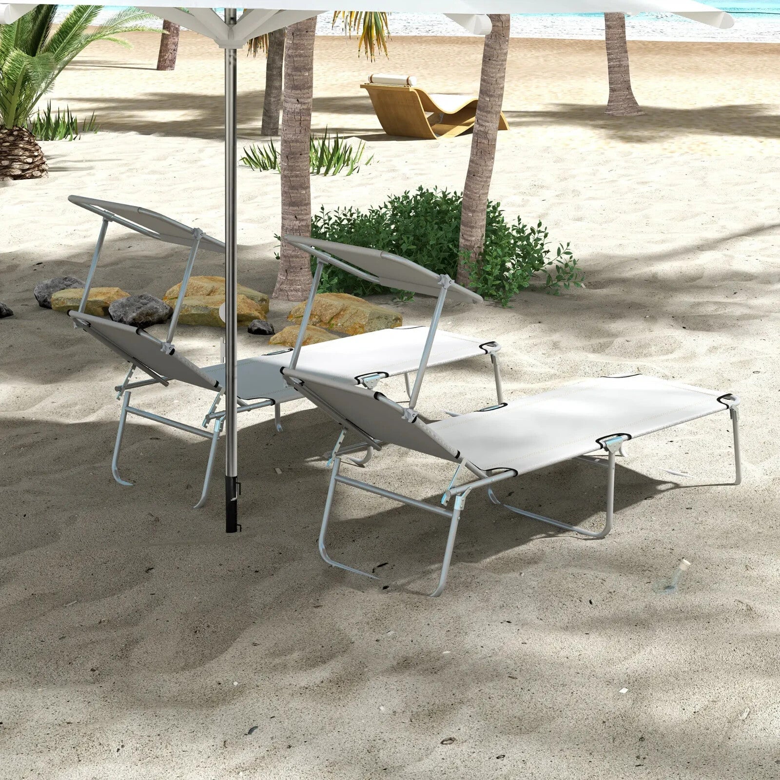Foldable Sun Lounger Set of 2 with 4 Level Reclining Backrest for Outdoor Use - Home and Garden Furniture Shop - rustic - furniture