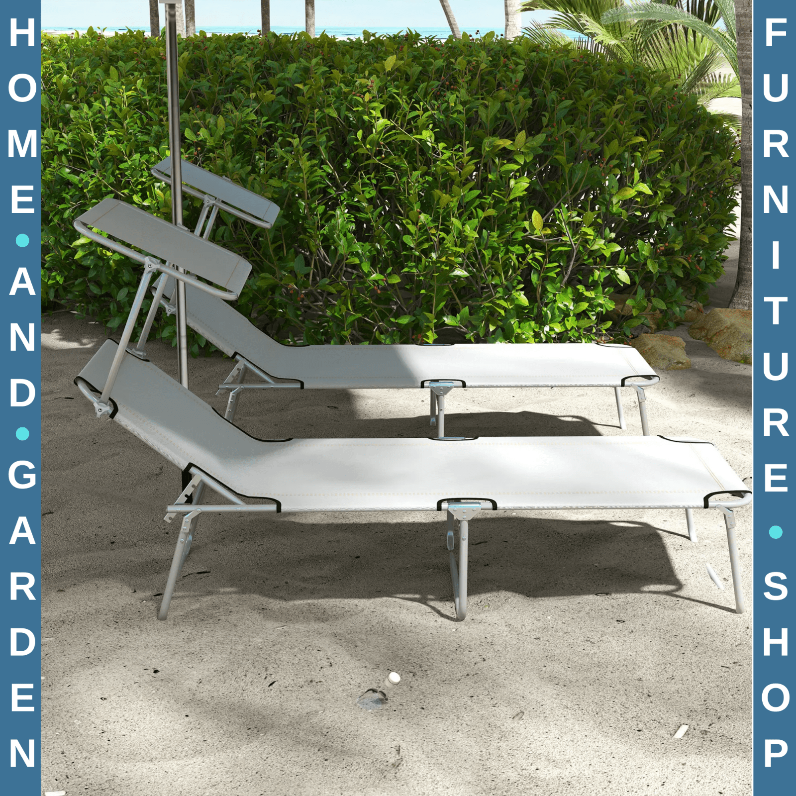 Foldable Sun Lounger Set of 2 with 4 Level Reclining Backrest for Outdoor Use - Home and Garden Furniture Shop - rustic - furniture