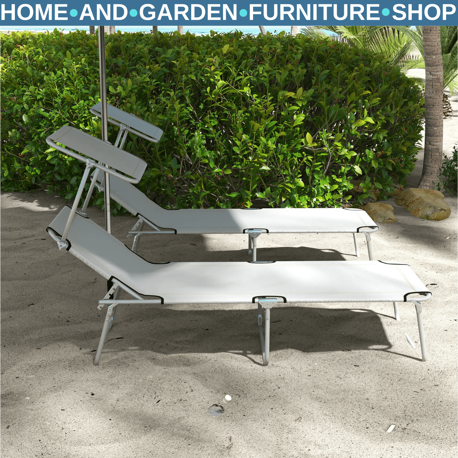 Foldable Sun Lounger Set of 2 with 4 Level Reclining Backrest for Outdoor Use - Home and Garden Furniture Shop - rustic - furniture