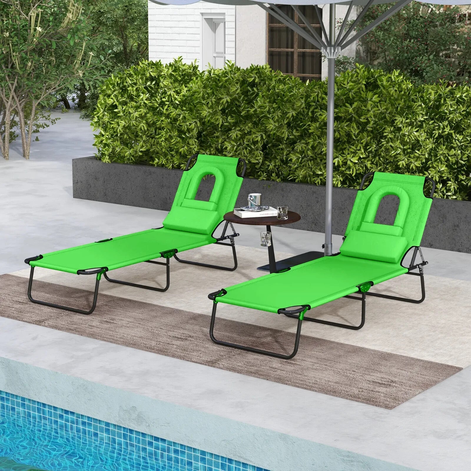 Foldable Sun Lounger Set of 2 with Pillow – 4 - Level Adjustable Reclining Chairs - Home and Garden Furniture Shop - rustic - furniture