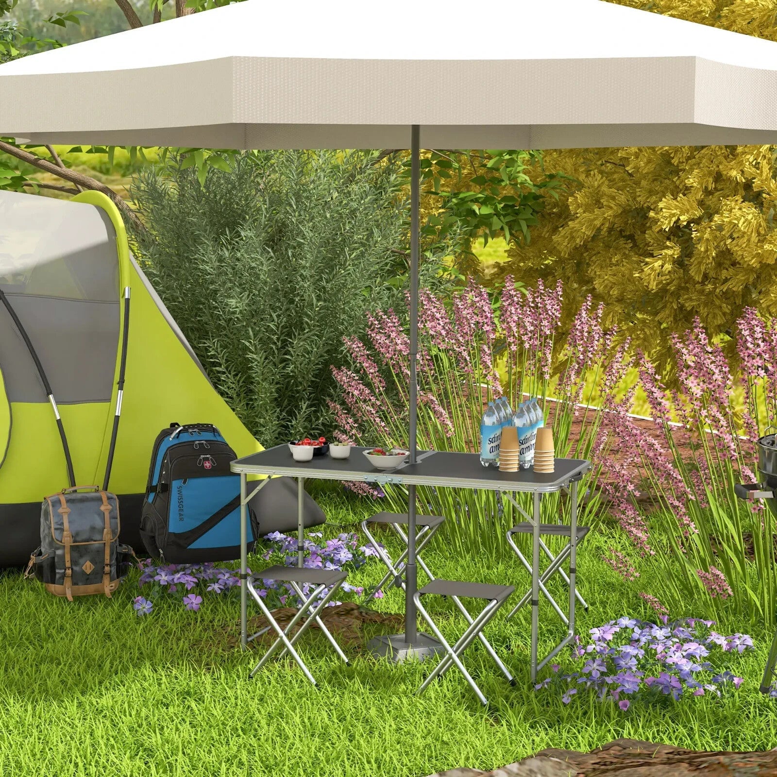 Folding Camping Table and Chairs Set for Outdoor Indoor BBQ Picnic Garden Use - Home and Garden Furniture Shop - rustic - furniture