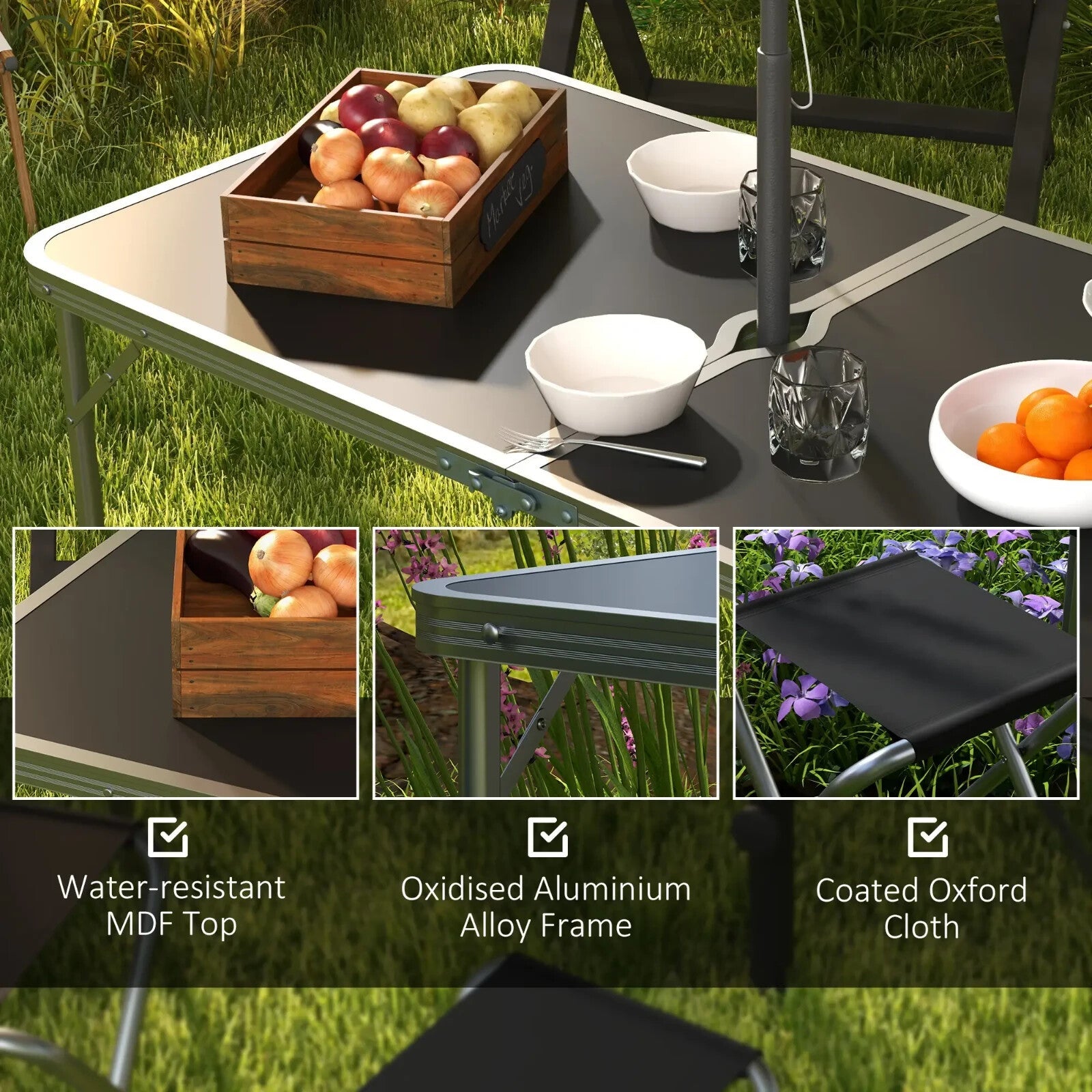 Folding Camping Table and Chairs Set for Outdoor Indoor BBQ Picnic Garden Use - Home and Garden Furniture Shop - rustic - furniture