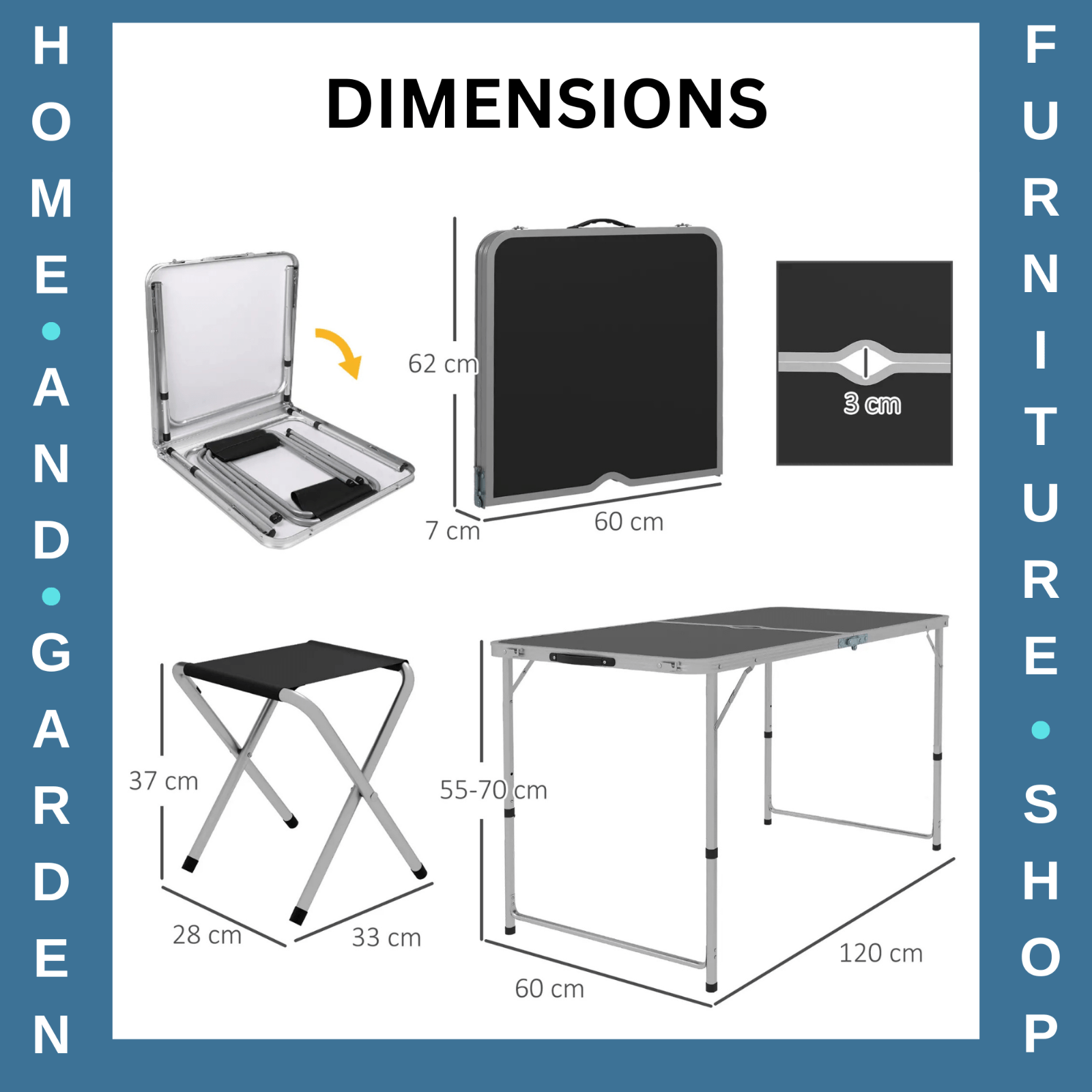 Folding Camping Table and Chairs Set for Outdoor Indoor BBQ Picnic Garden Use - Home and Garden Furniture Shop - rustic - furniture