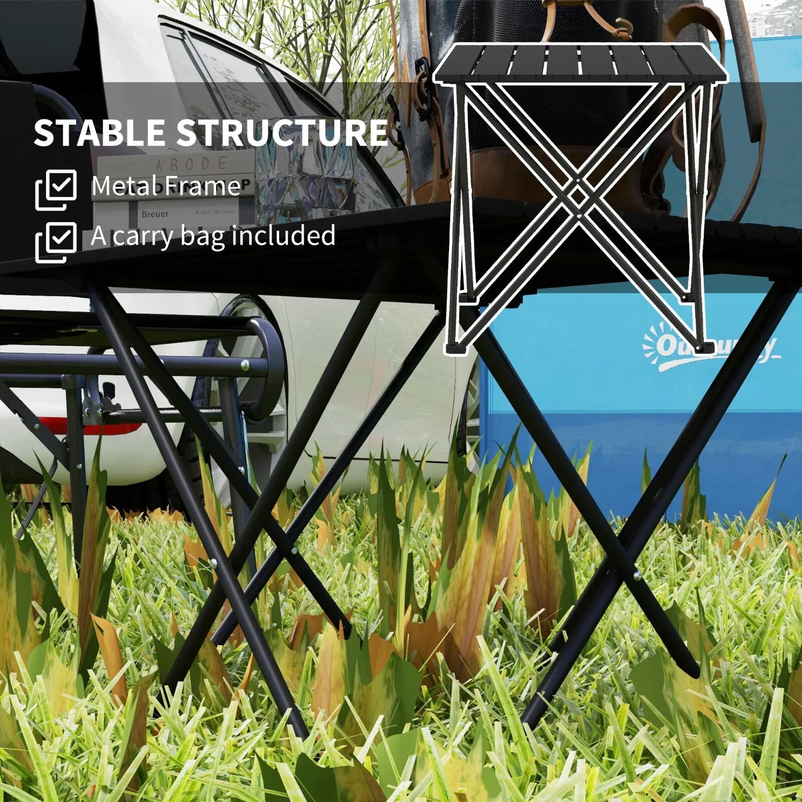 Folding Camping Table Lightweight Metal Picnic Table Carry Bag Outdoor Hiking - Home and Garden Furniture Shop - rustic - furniture