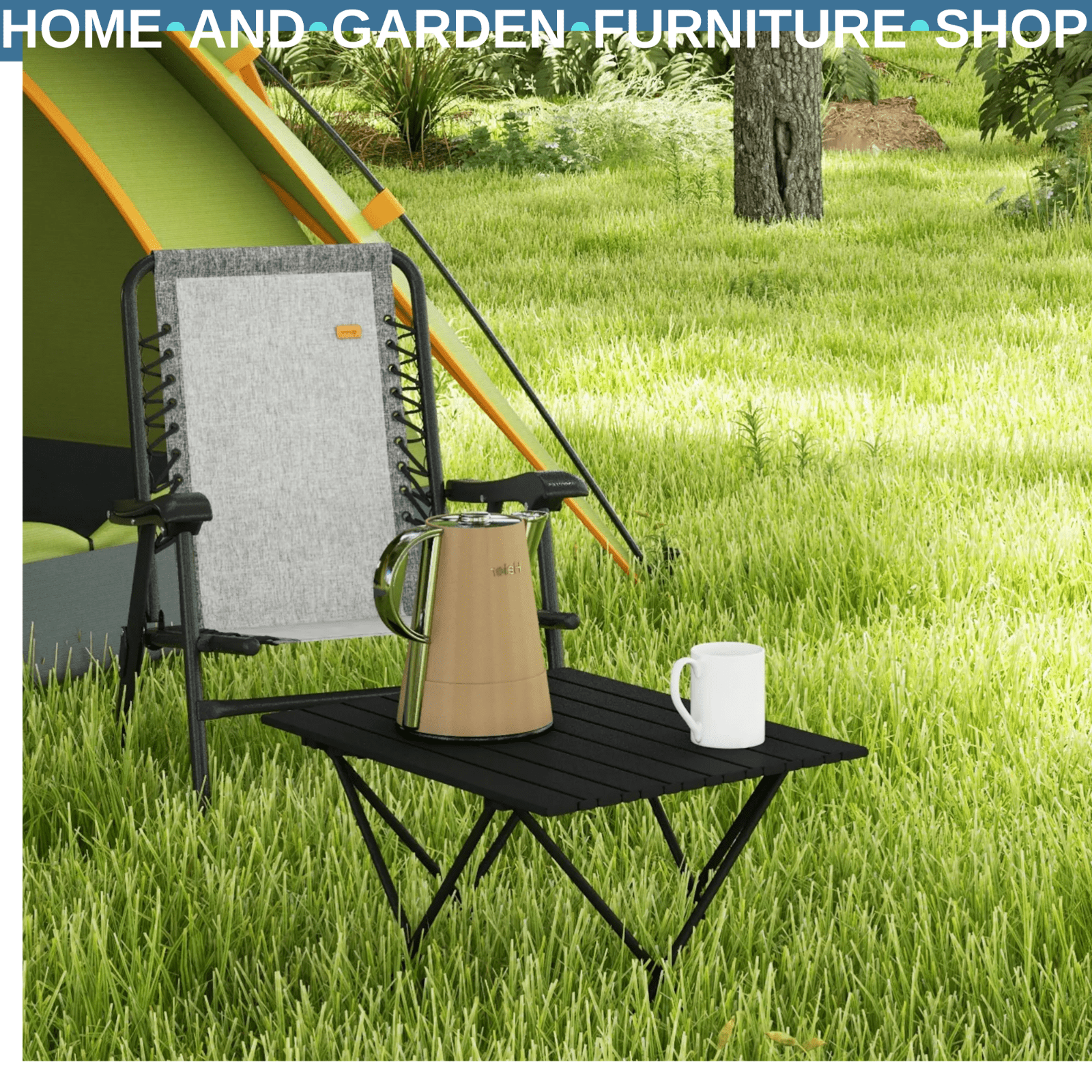 Folding Camping Table Lightweight Metal Picnic Table Carry Bag Outdoor Hiking - Home and Garden Furniture Shop - rustic - furniture
