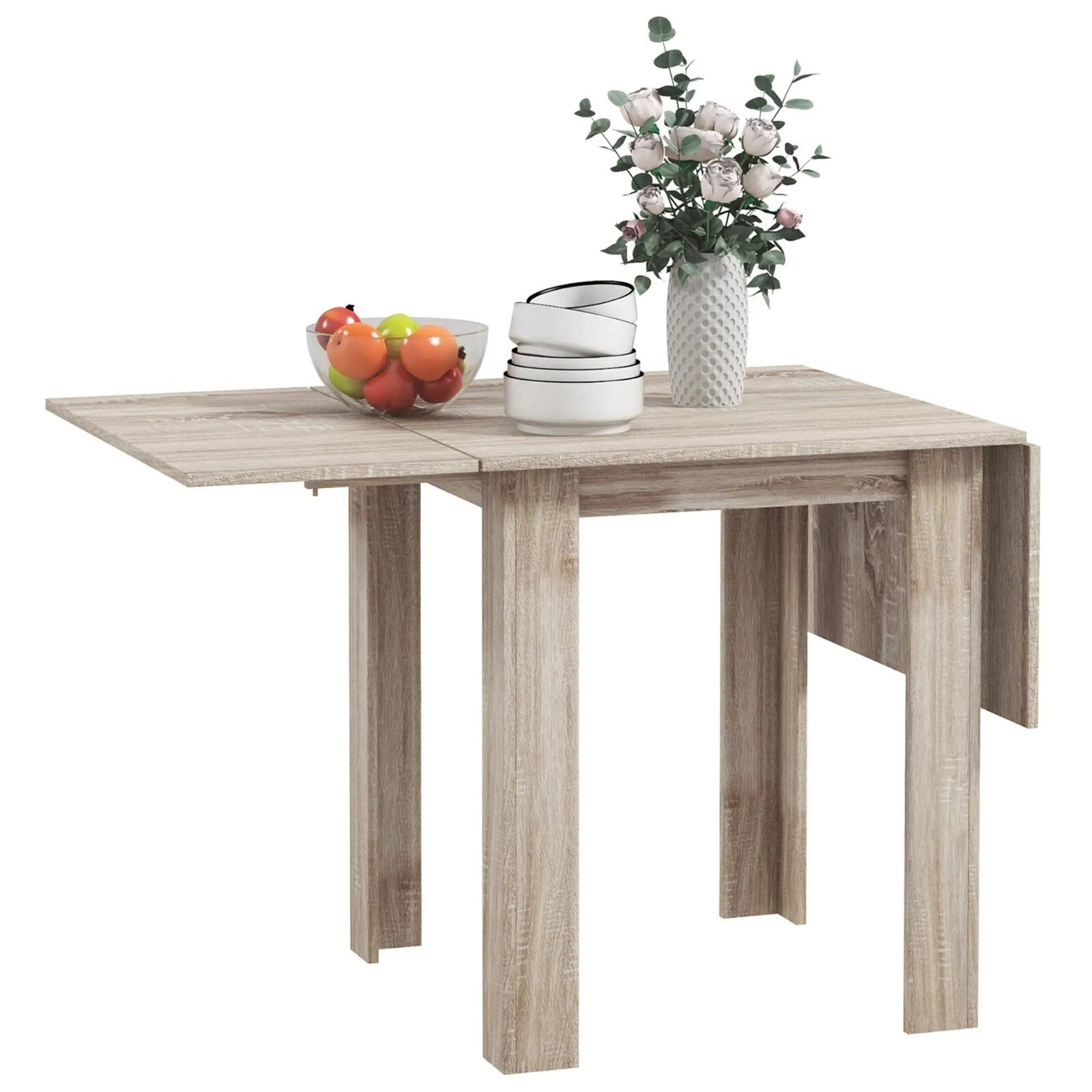 Folding Dining Table Extendable Kitchen Table Drop Leaf Space Saving Oak Effect - Home and Garden Furniture Shop - rustic - furniture