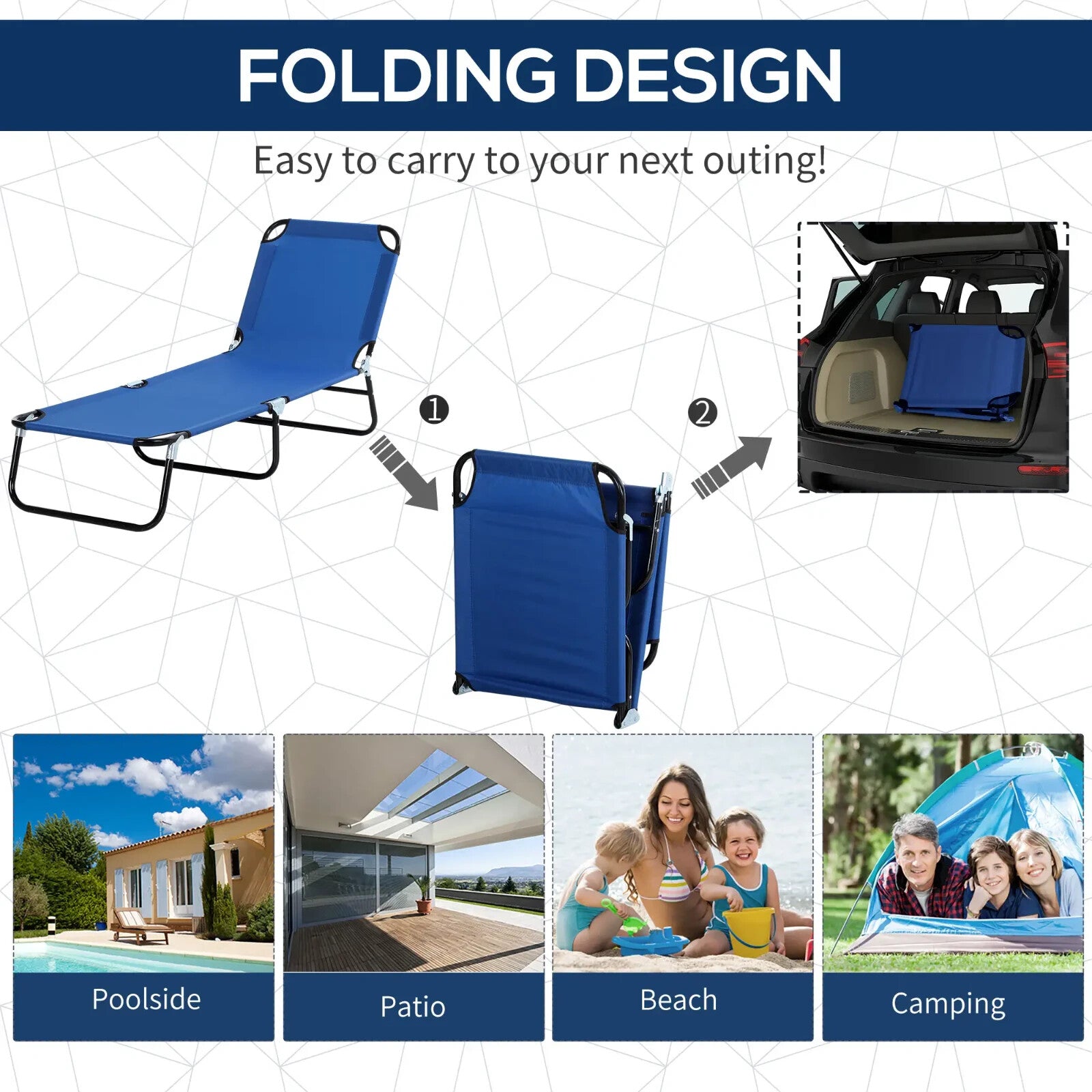 Folding Garden Sun Lounger Chair with Sunshade Recliner Hammock for Outdoor Blue - Home and Garden Furniture Shop - rustic - furniture