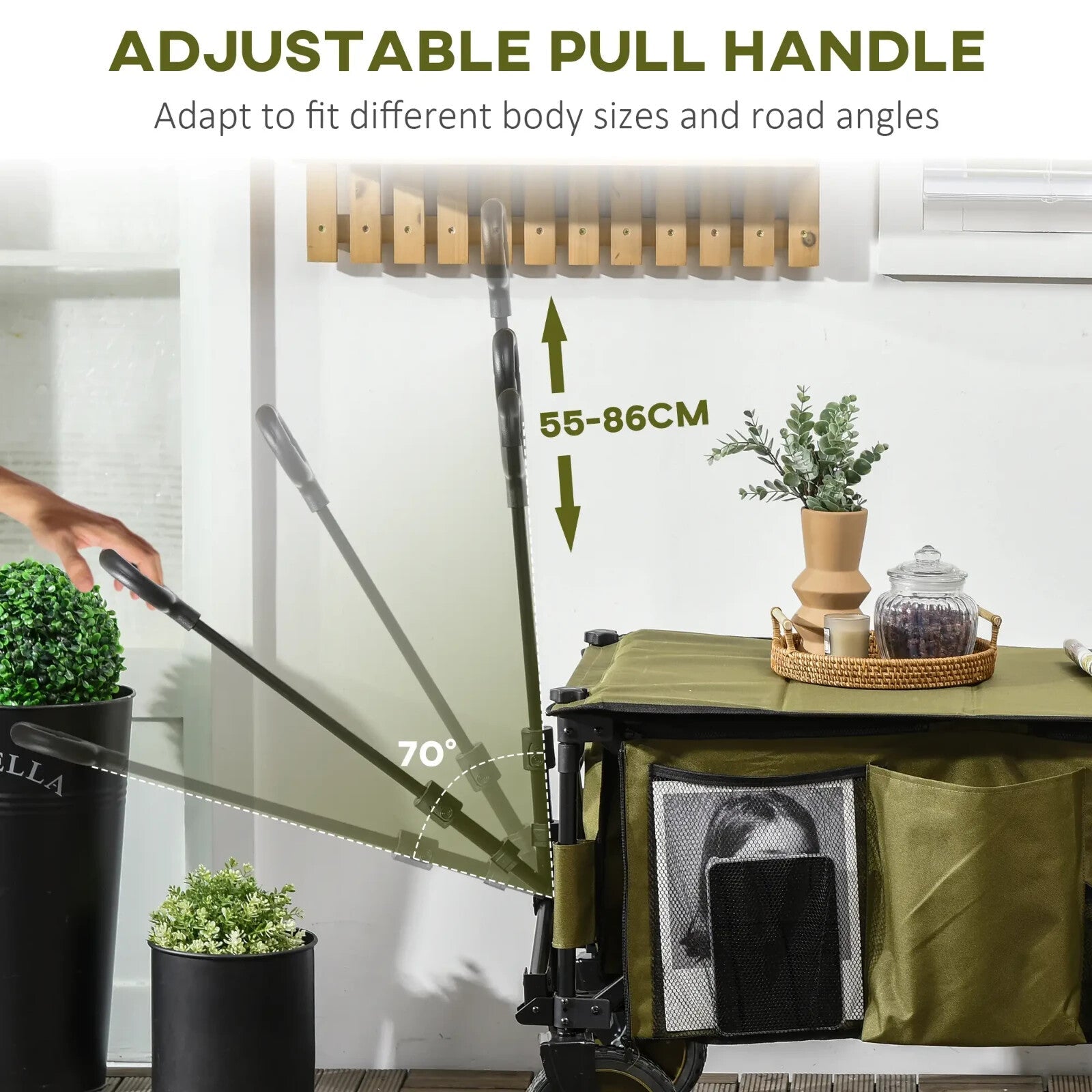 Folding Garden Trolley Wagon on Wheels Collapsible Utility Cart with Table Top - Home and Garden Furniture Shop - rustic - furniture