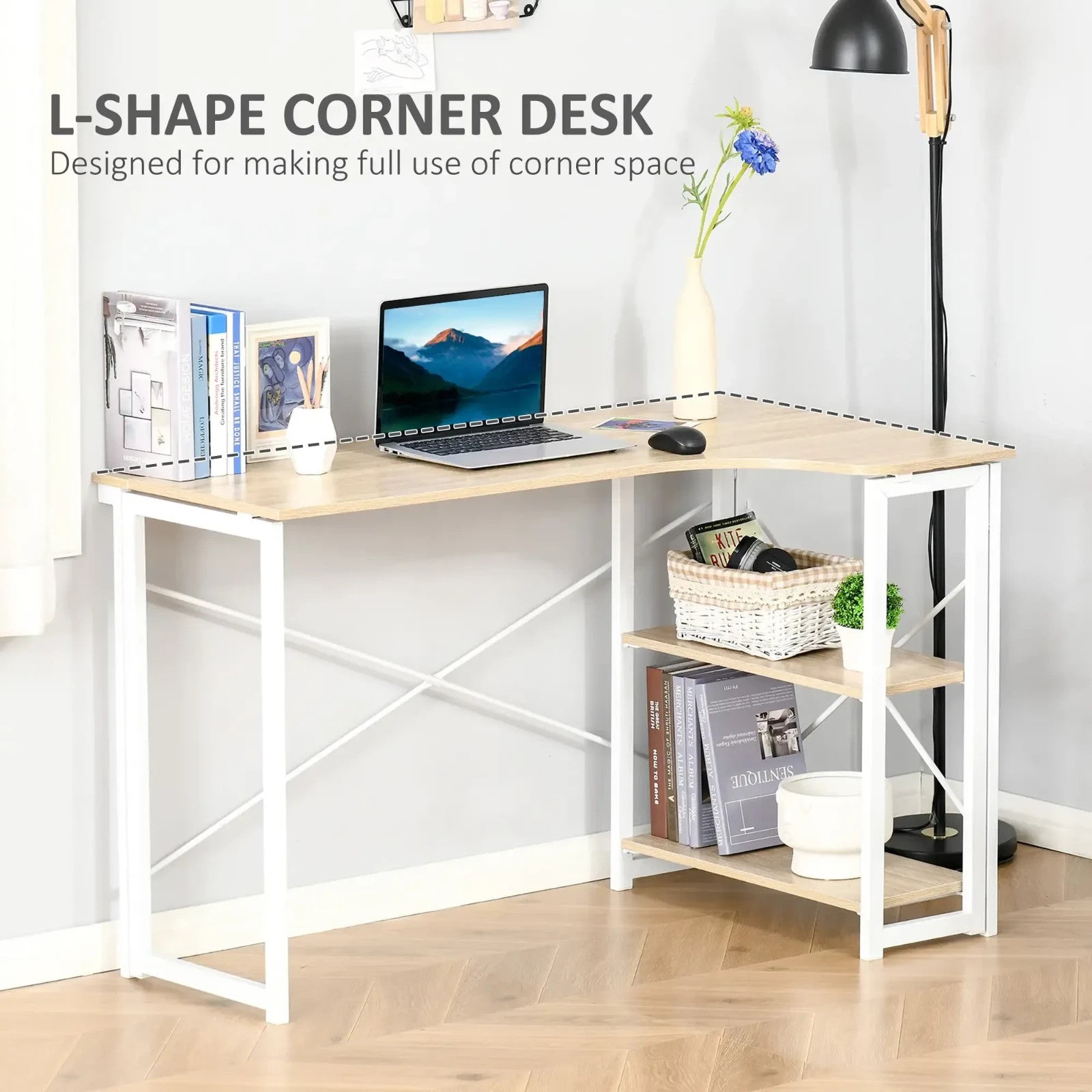 Folding L Shaped Corner Computer Desk Workstation for Home Office Study Bedroom - Home and Garden Furniture Shop - rustic - furniture