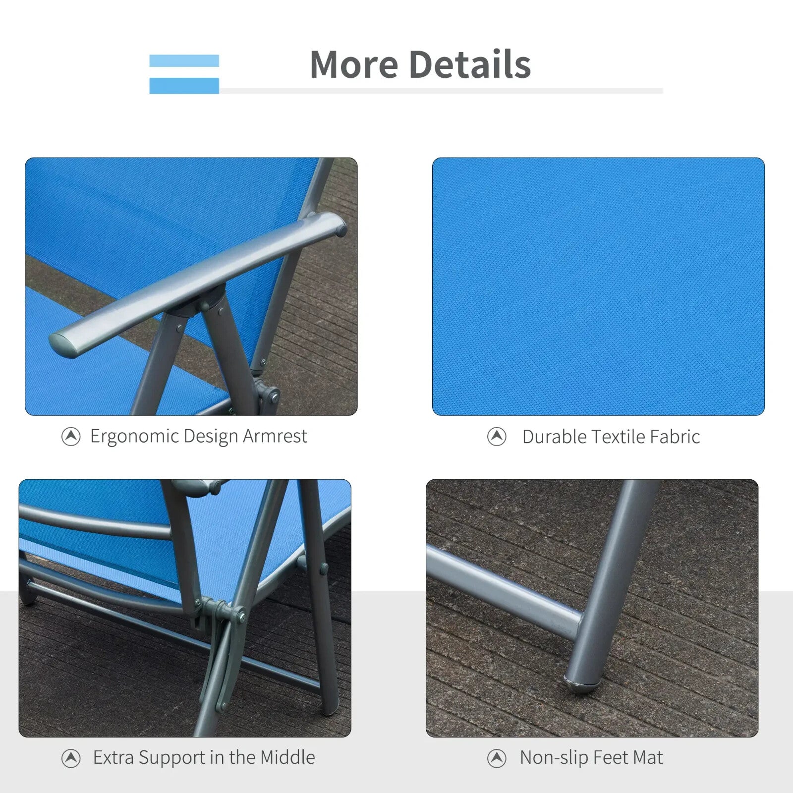 Folding Outdoor Sun Lounger Recliner Chair w/ Steel Frame Headrest and 7 Levels - Home and Garden Furniture Shop - rustic - furniture