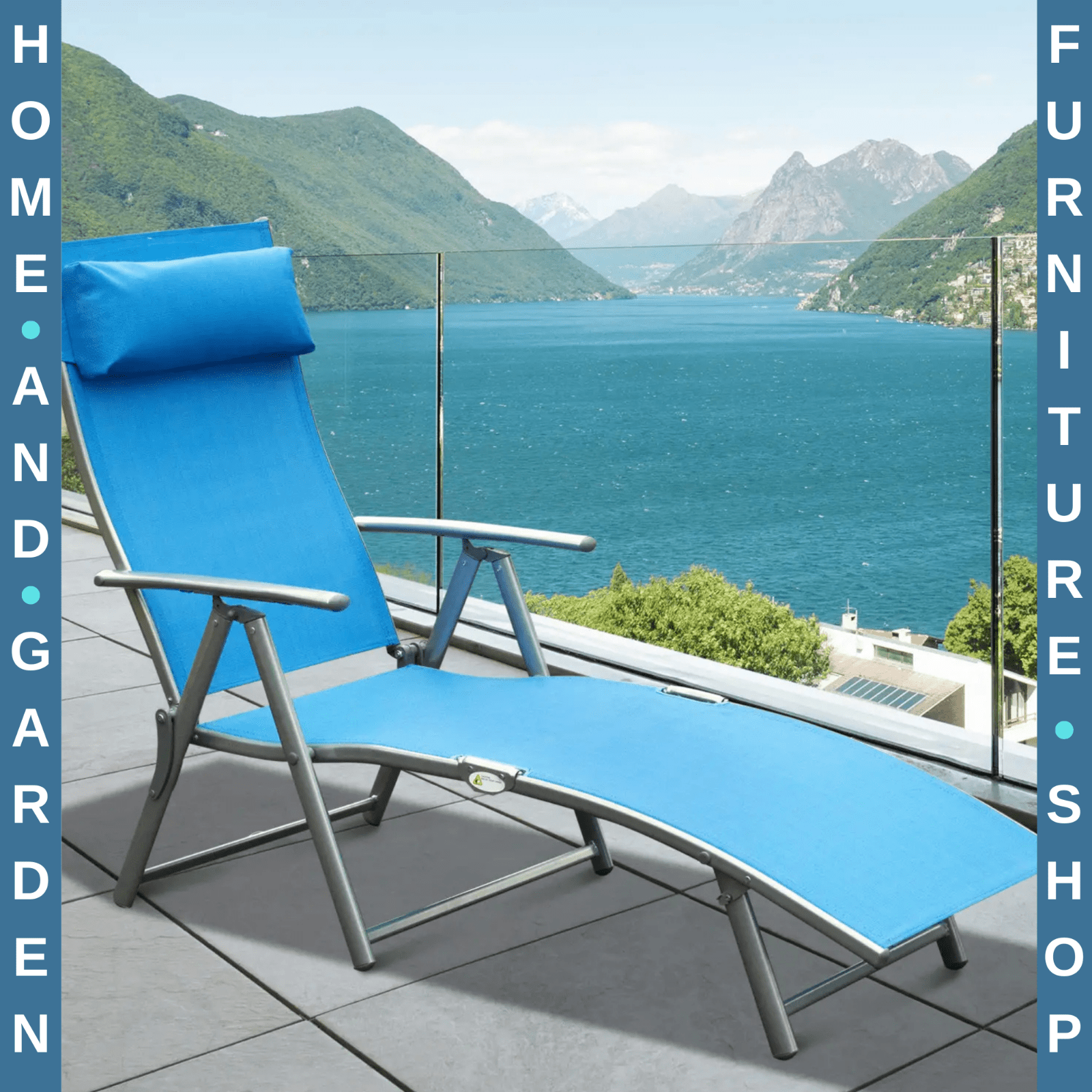 Folding Outdoor Sun Lounger Recliner Chair w/ Steel Frame Headrest and 7 Levels - Home and Garden Furniture Shop - rustic - furniture