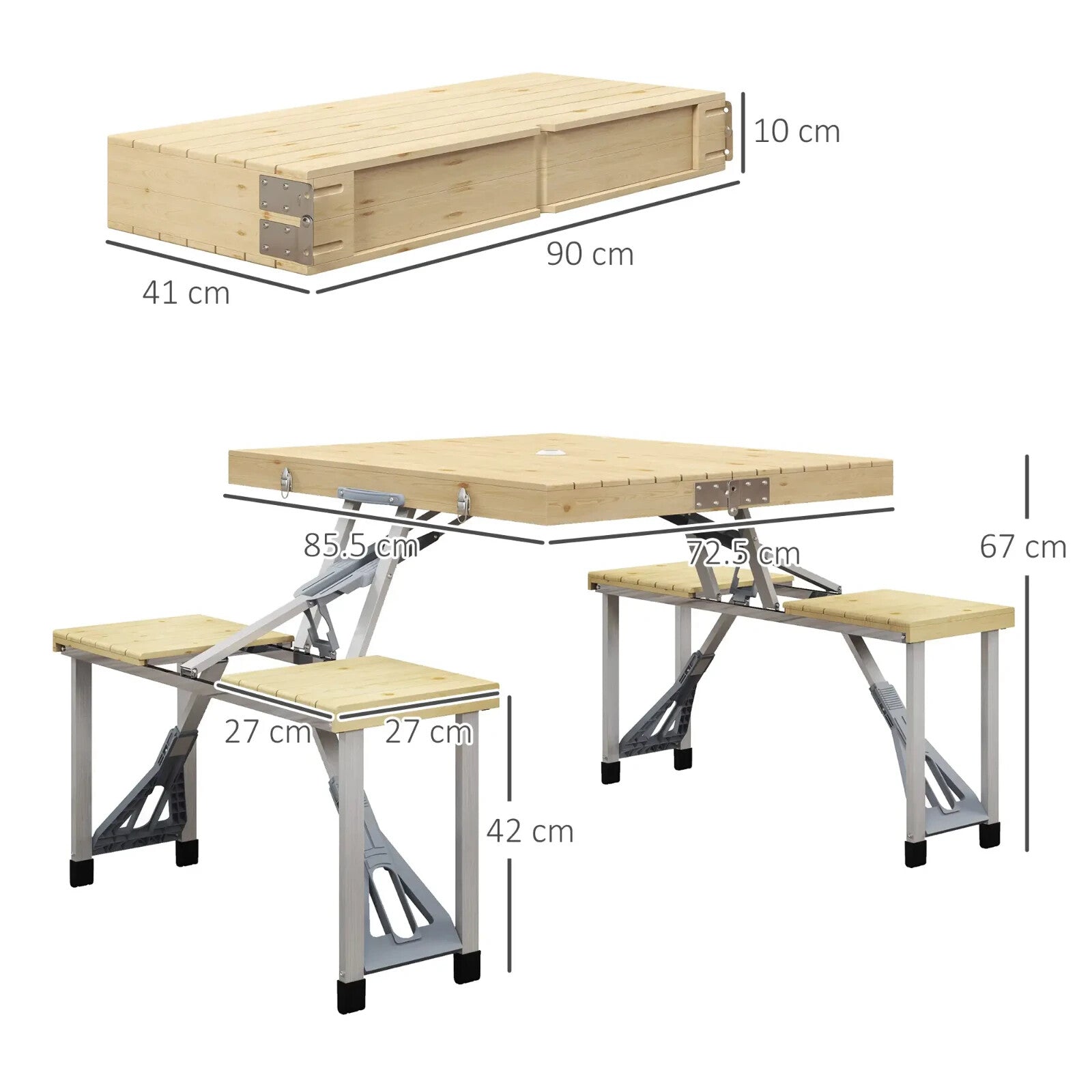 Folding Picnic Table and Chairs Set Portable Camping Table with Umbrella Hole - Home and Garden Furniture Shop - rustic - furniture