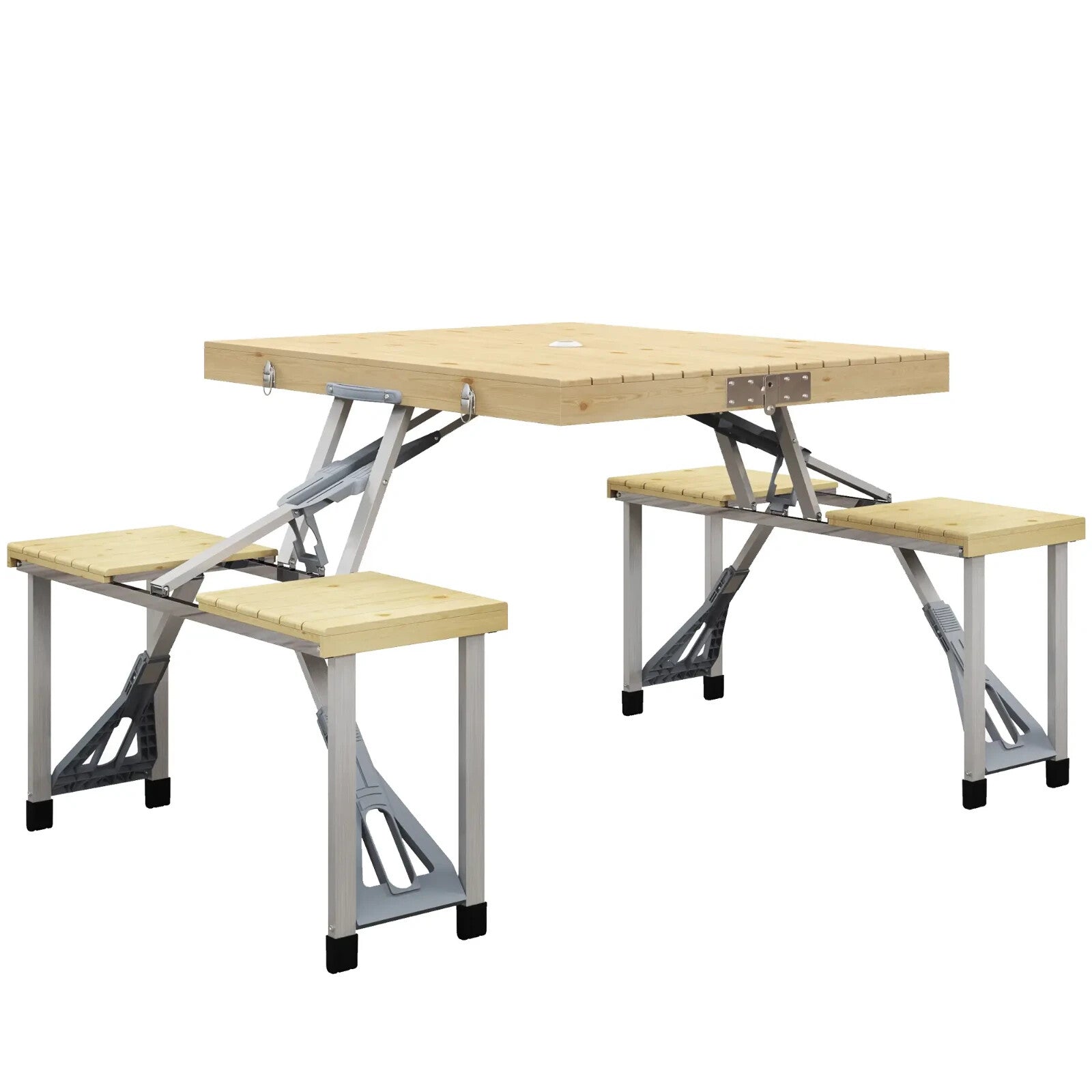 Folding Picnic Table and Chairs Set Portable Camping Table with Umbrella Hole - Home and Garden Furniture Shop - rustic - furniture