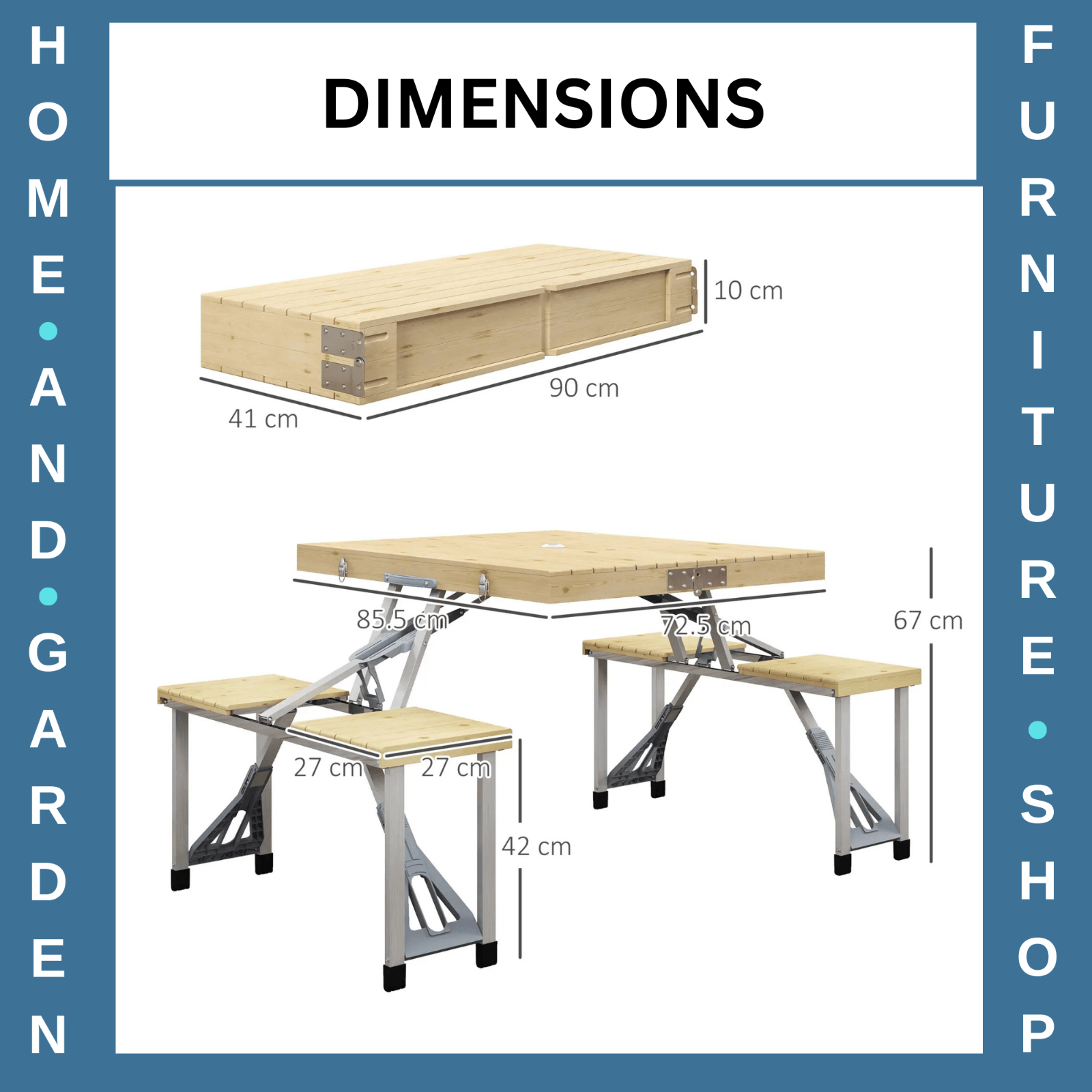 Folding Picnic Table and Chairs Set Portable Camping Table with Umbrella Hole - Home and Garden Furniture Shop - rustic - furniture