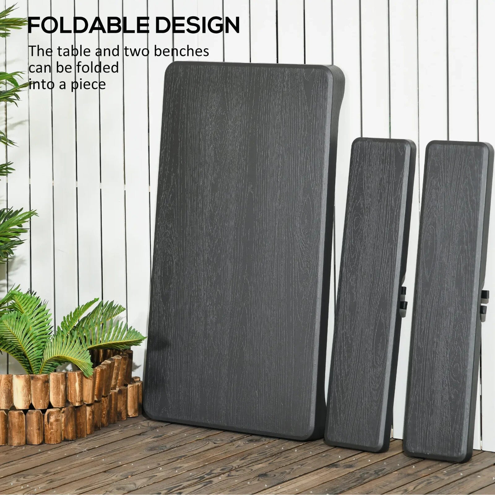 Folding Picnic Table with 2 Benches 3 Piece Portable Garden Dining Furniture Set - Home and Garden Furniture Shop - rustic - furniture