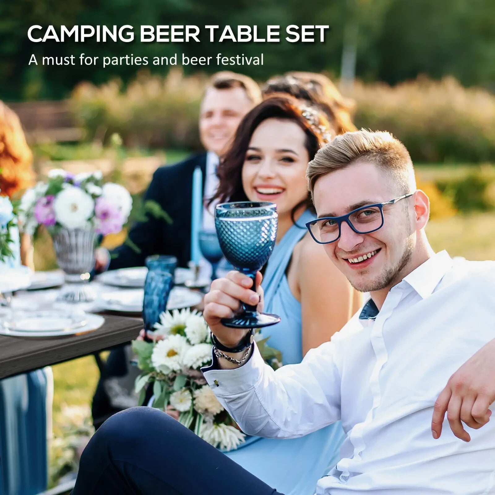 Folding Picnic Table with 2 Benches 3 Piece Portable Garden Dining Furniture Set - Home and Garden Furniture Shop - rustic - furniture