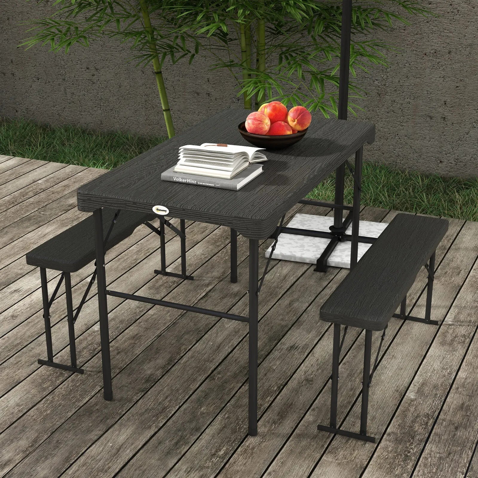 Folding Picnic Table with 2 Benches 3 Piece Portable Garden Dining Furniture Set - Home and Garden Furniture Shop - rustic - furniture