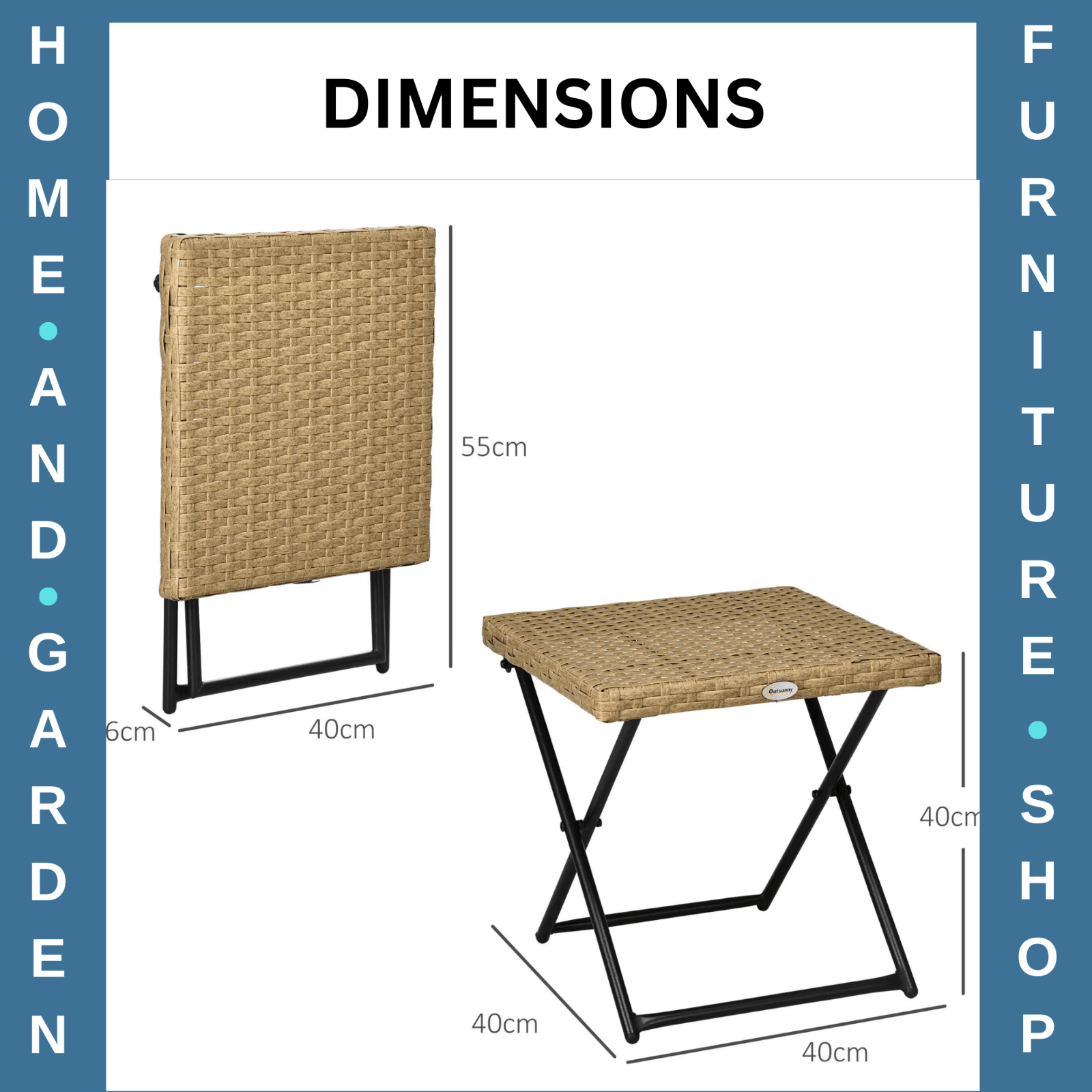 Folding Rattan Coffee Table Small Outdoor Square Bistro Balcony Garden Table - Home and Garden Furniture Shop - rustic - furniture