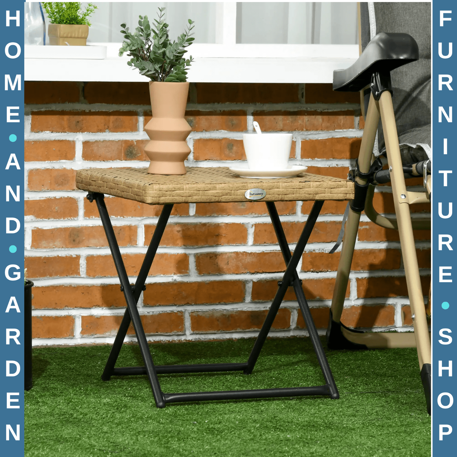 Folding Rattan Coffee Table Small Outdoor Square Bistro Balcony Garden Table - Home and Garden Furniture Shop - rustic - furniture