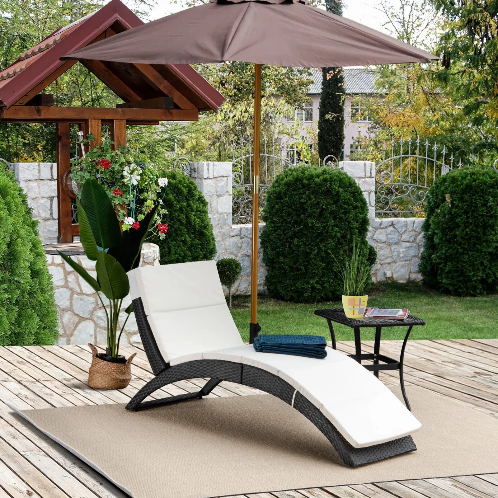 Folding Rattan Sun Lounger Outdoor Garden Reclining Wicker Patio Pool Sunbed - Home and Garden Furniture Shop - rustic - furniture