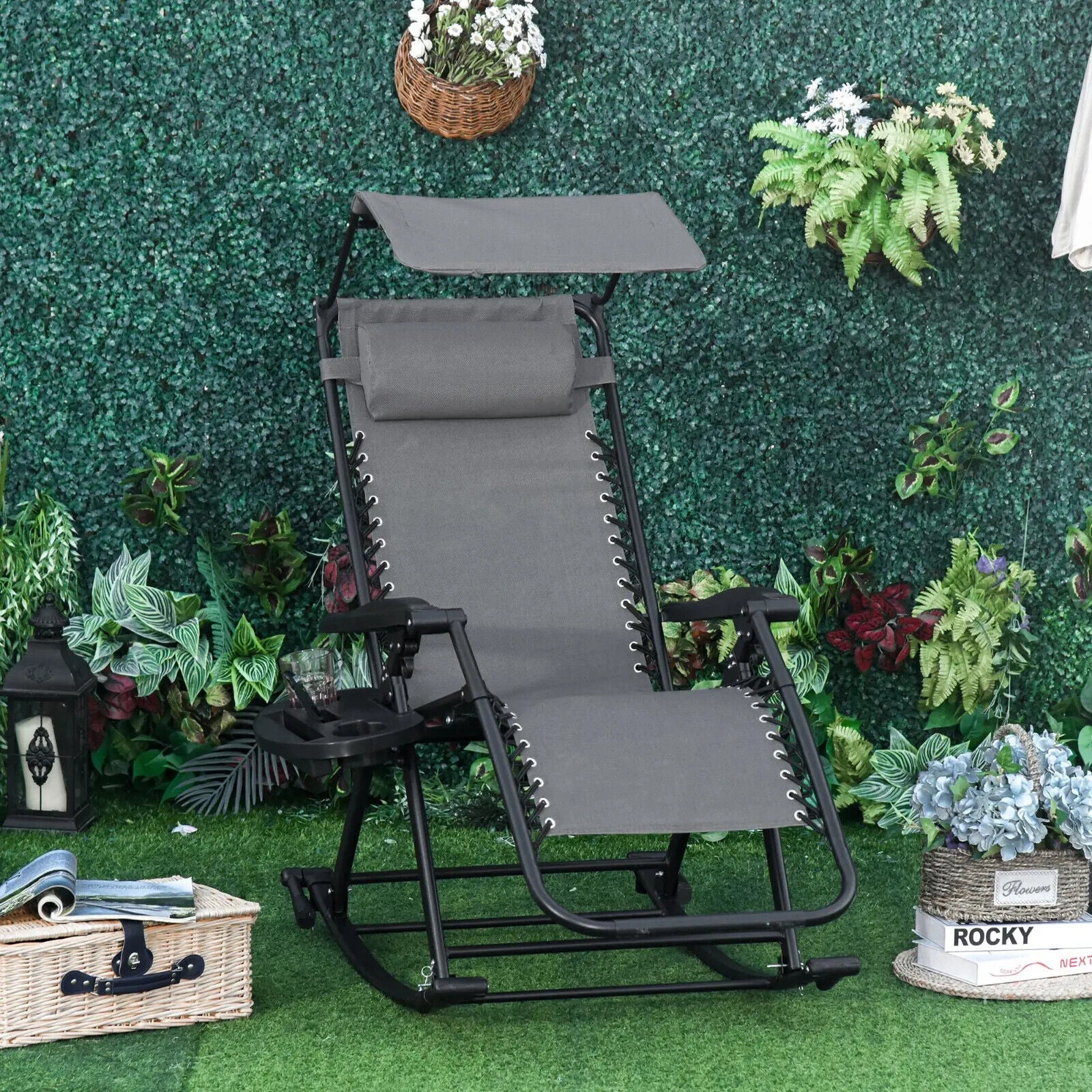 Folding Recliner Chair Outdoor Lounge Zero Gravity Seat With Adjustable Backrest - Home and Garden Furniture Shop - #rustic - furniture#