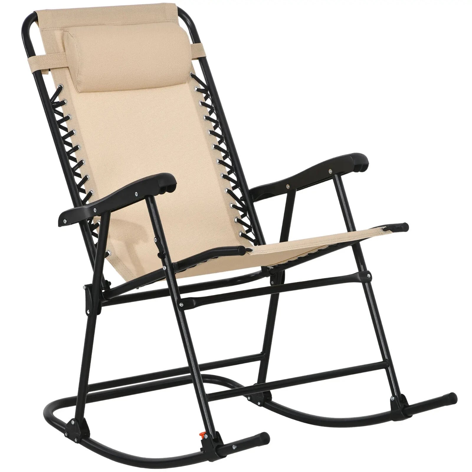 Folding Rocking Chair Outdoor Portable Zero Gravity Recliner w/ Headrest Garden - Home and Garden Furniture Shop - rustic - furniture
