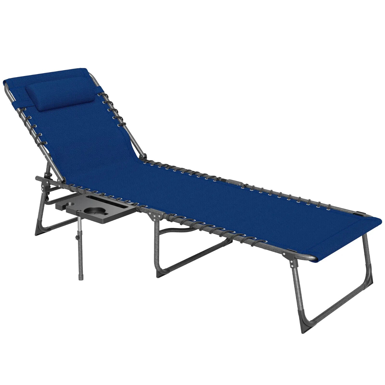 Folding Sun Lounger with Side Table Adjustable Reclining Garden Chair Portable - Home and Garden Furniture Shop - #rustic - furniture#
