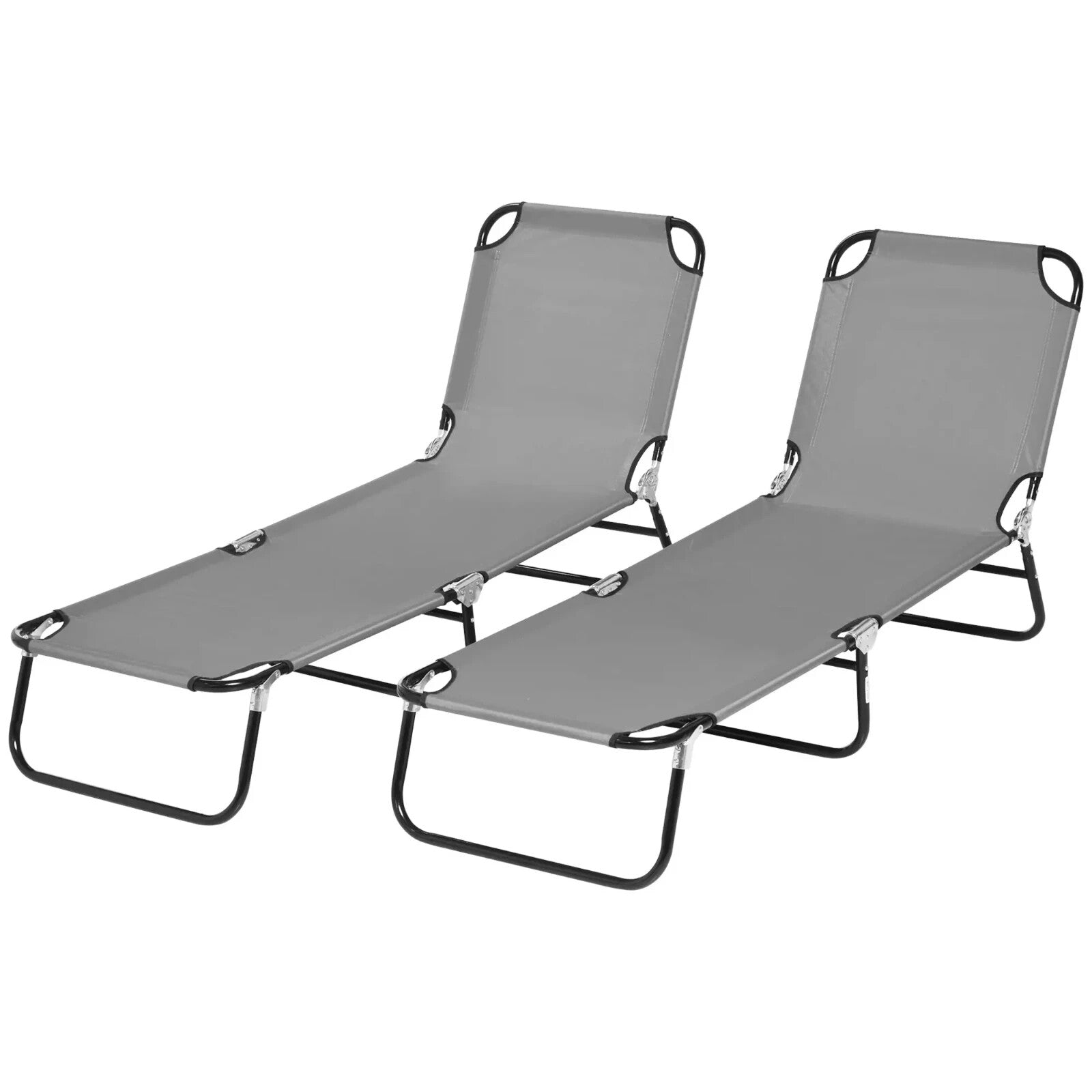 Folding Sun Loungers Set of 2 Outdoor Day Beds with Adjustable Backrest Garden - Home and Garden Furniture Shop - rustic - furniture