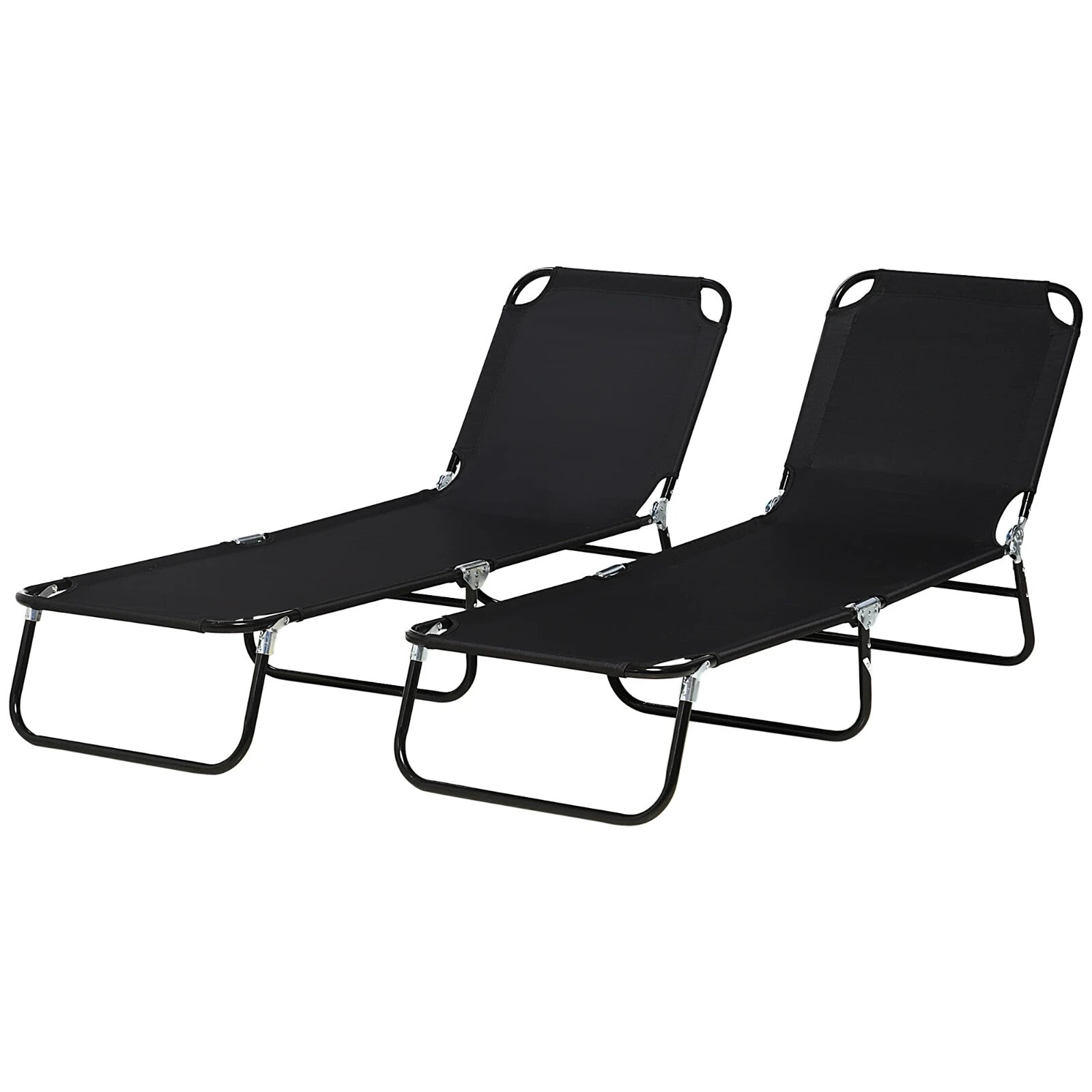 Folding Sun Loungers Set of 2 Reclining Garden Chairs Outdoor Day Bed Furniture - Home and Garden Furniture Shop - rustic - furniture