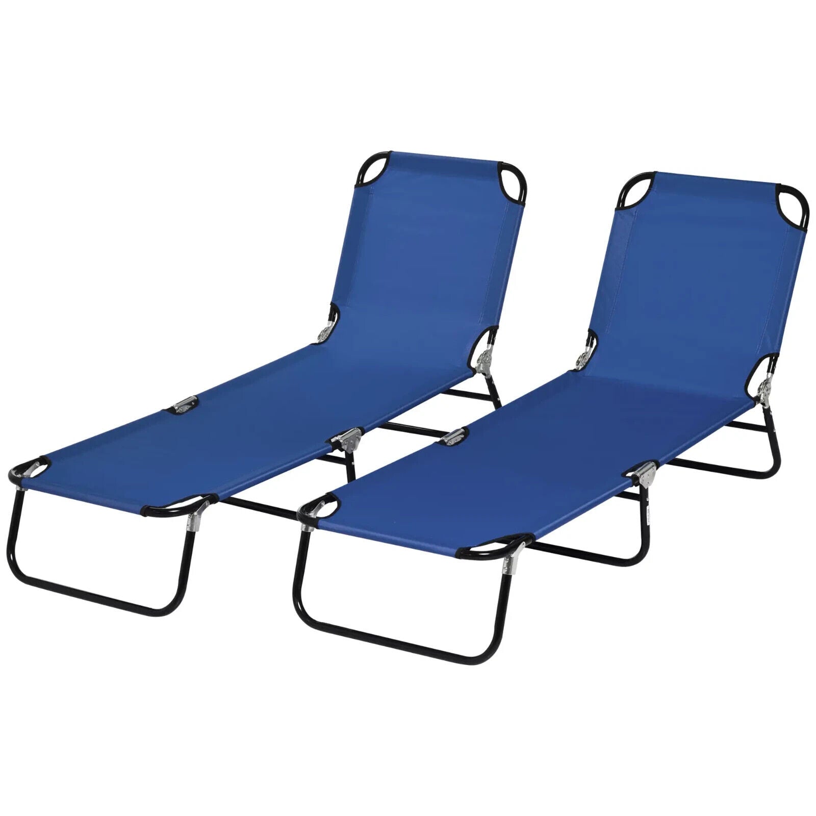 Folding Sun Loungers Set of 2 with Reclining Back and Steel Frame for Garden - Home and Garden Furniture Shop - #rustic - furniture#