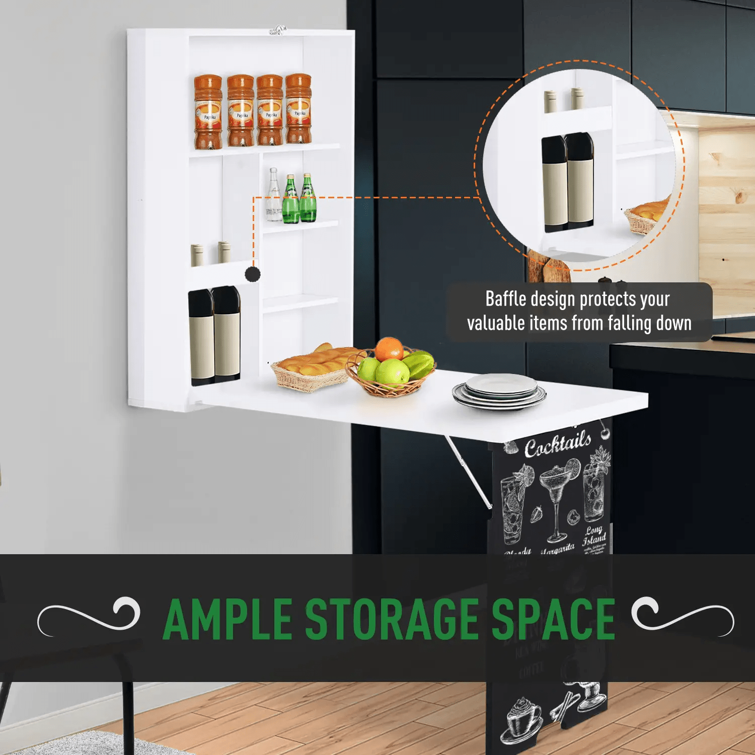 Folding Wall Mounted Desk Drop Leaf Breakfast Bar Dining Table Space Saving Desk - Home and Garden Furniture Shop - rustic - furniture